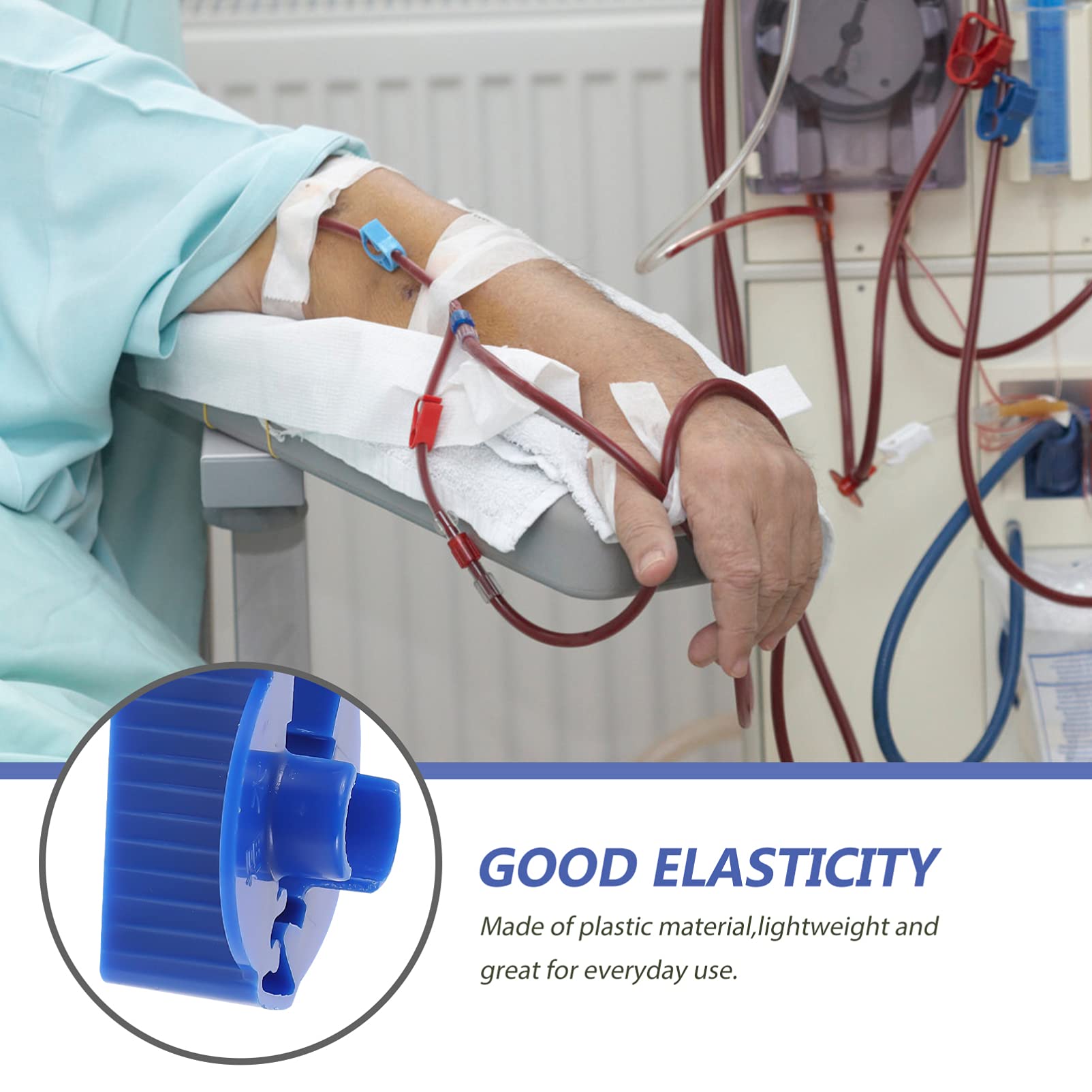 3pcs Peritoneal Dialysis Flow Control Clips - Medical Grade Tubing Clamps for Dialysis Bags | Blue PD Accessories for Home & Clinical Use
