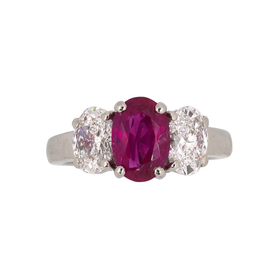 Exquisite Ruby & Diamond 3 Stone Ring for Women - 14K Gold Engagement, Anniversary or Gift Jewelry - Perfect for Weddings, Parties & Special Occasions
