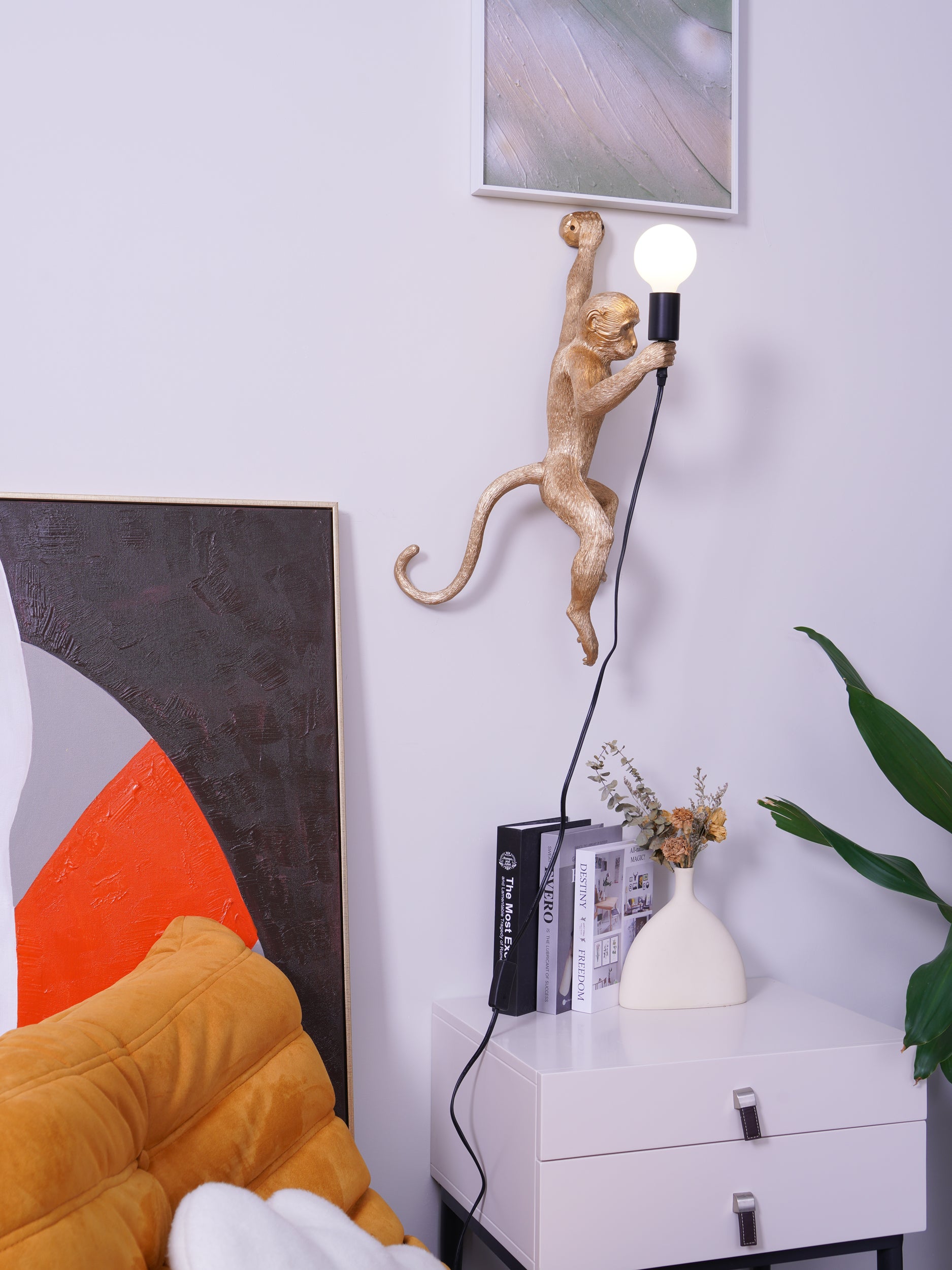 Cute Monkey Wall Lamp - LED Night Light for Kids Room, Nursery, Bedroom - Fun Animal-Themed Decor for Children's Spaces