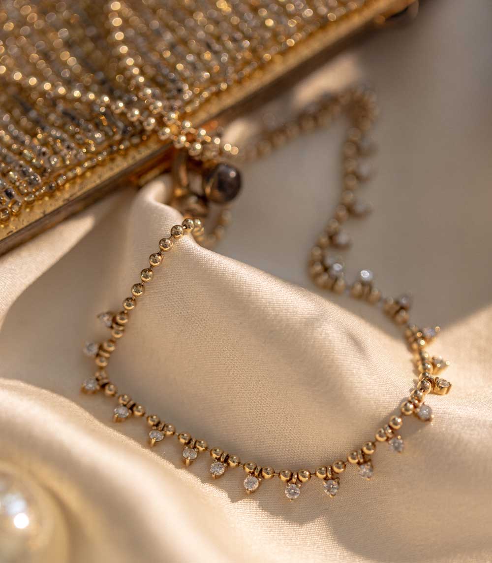 Diamond Studded Layering Necklace - 14K Gold Dainty Everyday Jewelry for Women | Perfect for Layering, Gift Giving & Special Occasions