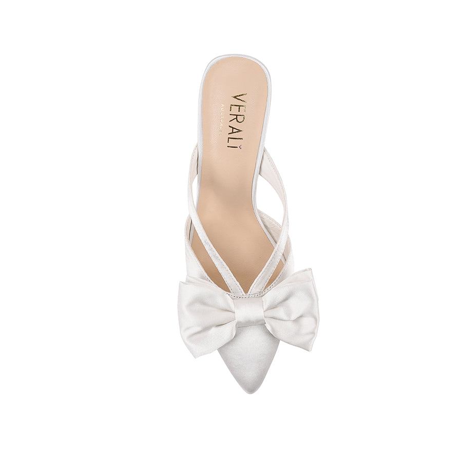 Spear Mules - Chalk Satin Slippers | Comfortable Women's House Shoes for Lounge, Spa & Indoor Wear