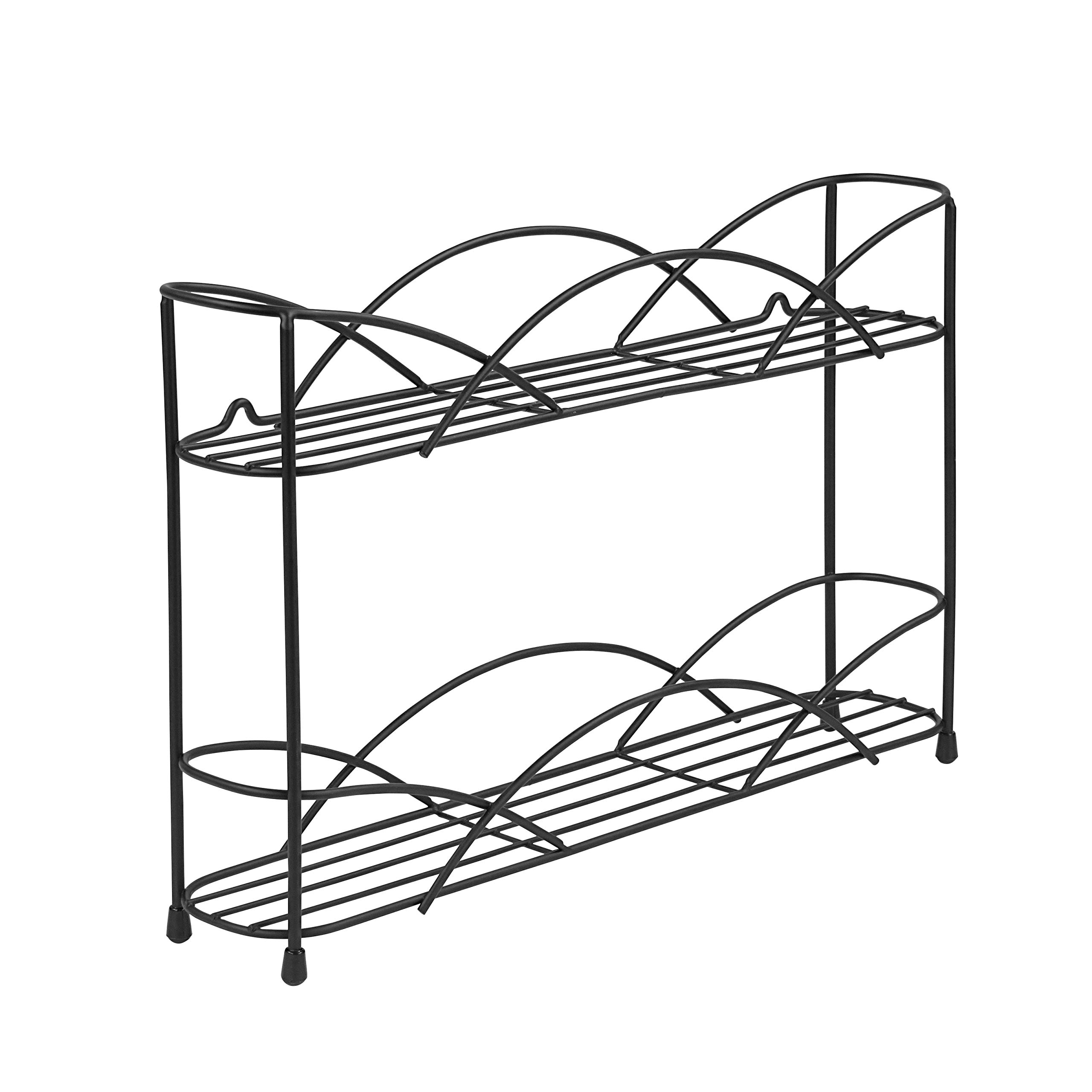 2-Tier Spice Organizer & Countertop Rack - Black Pantry Storage Cabinet with Wall Mount Option | Perfect for Kitchen, Bathroom & Office Organization