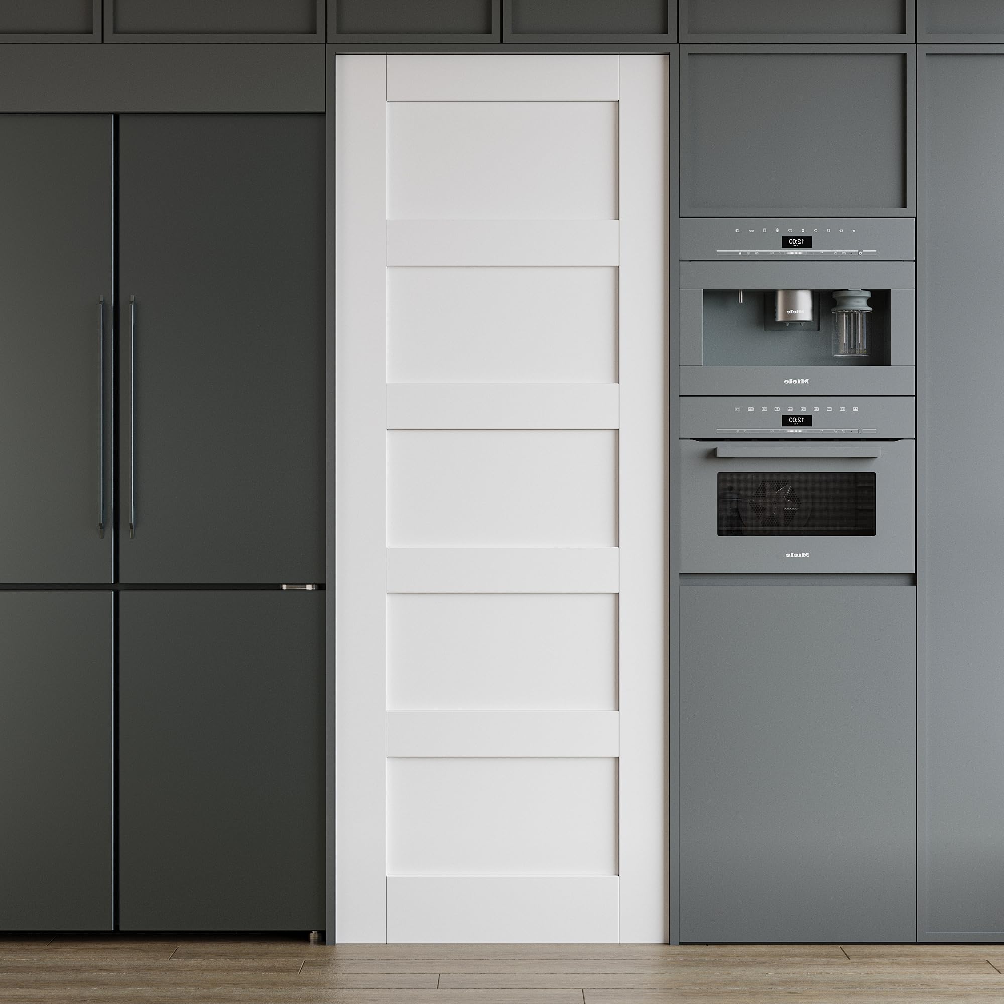 5-Panel Pre-Assembled Solid Wood Door Slab - Paintable Interior Shaker Style - Perfect for Living Room, Bedroom, Pantry & Laundry Room - Works as Prehung, Pocket, French or Barn Door - White Primed - 24
