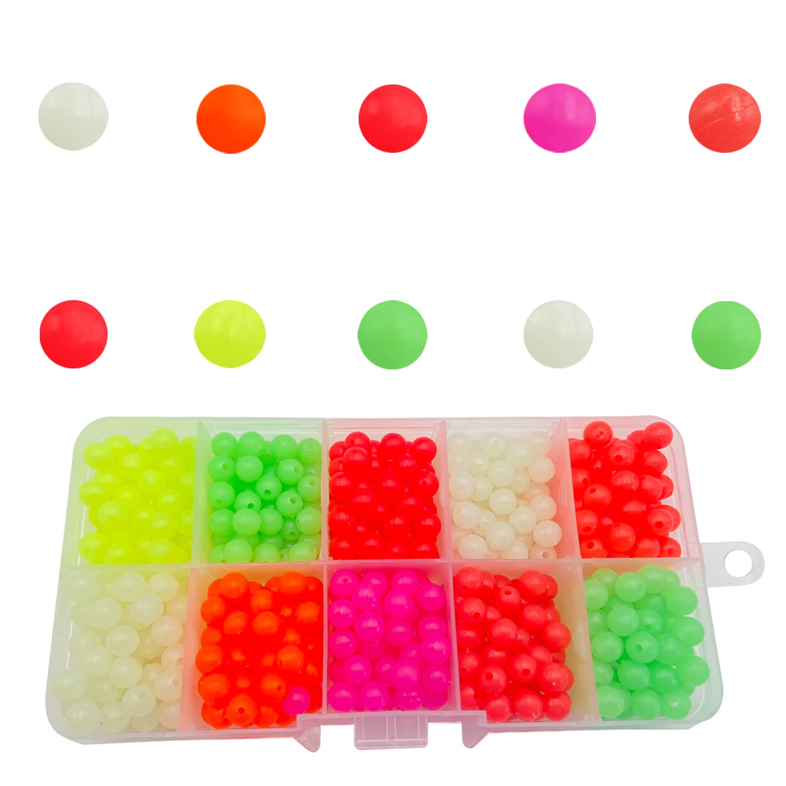 Glow in Dark Plastic Fishing Beads - Colorful Soft Rubber Beads for Freshwater & Saltwater Fishing Rigs | Perfect for Night Fishing & DIY Tackle Making