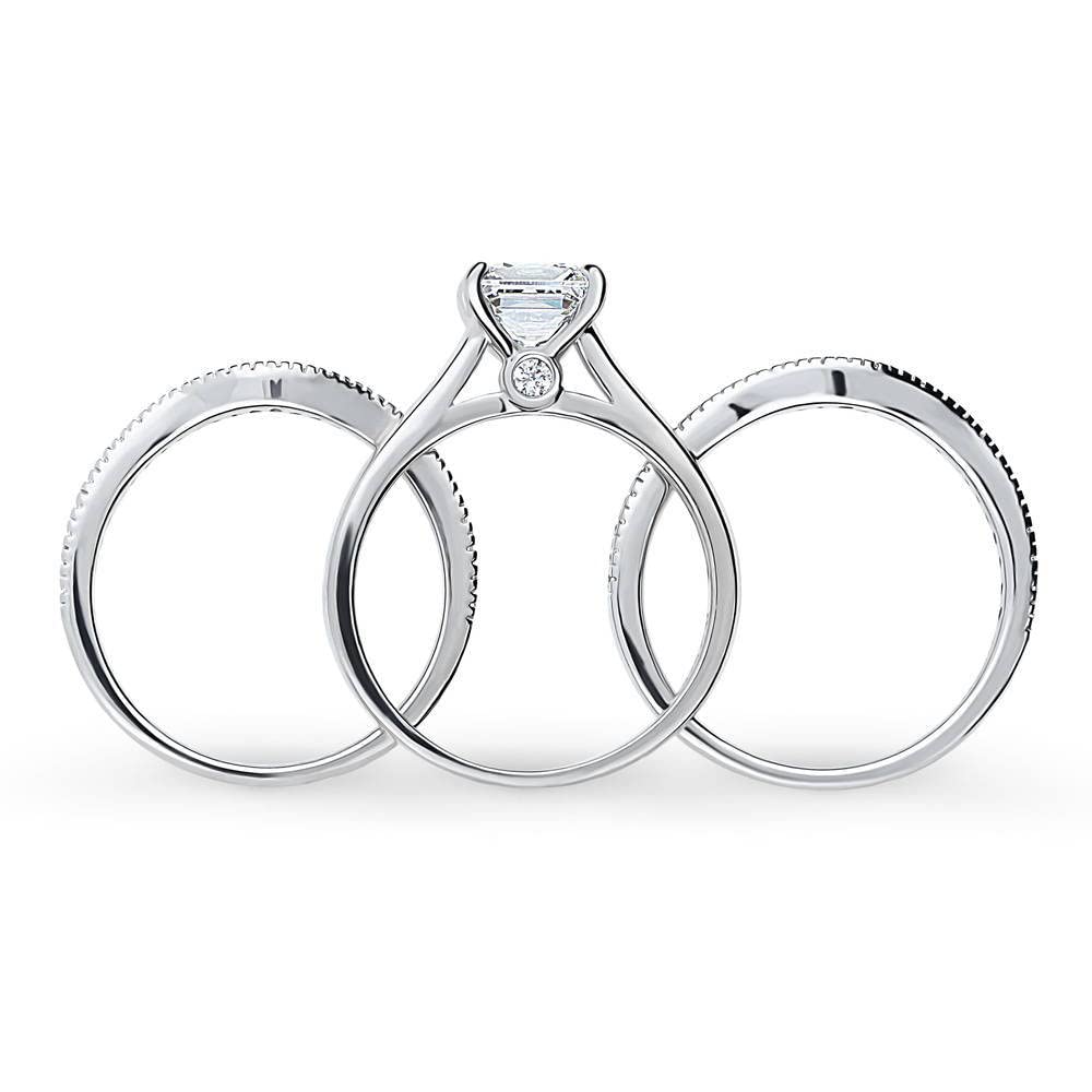 BERRICLE Sterling Silver Solitaire Wedding & Engagement Ring Set - 1.2 Carat Princess Cut Cubic Zirconia CZ Wishbone Ring for Women, Rhodium Plated, Size 4-10 - Perfect for Proposals, Anniversaries & Special Occasions