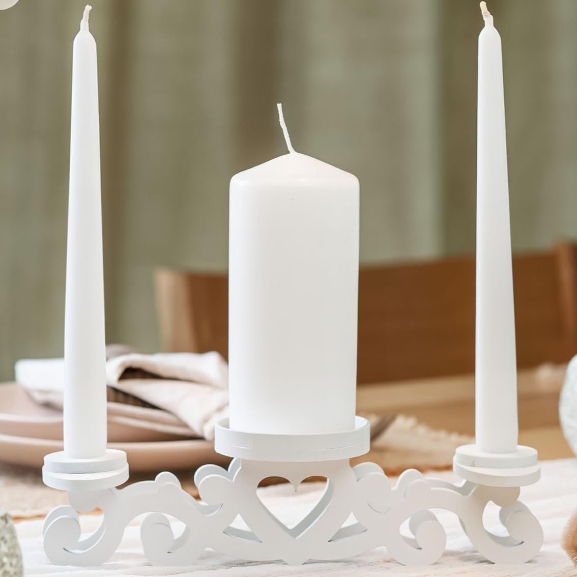 Elegant Heart-Shaped Unity Candle Holder for Wedding Ceremony - Bride and Groom Centerpiece Stand - Perfect for Wedding Vows, Anniversary Celebrations & Romantic Home Decor