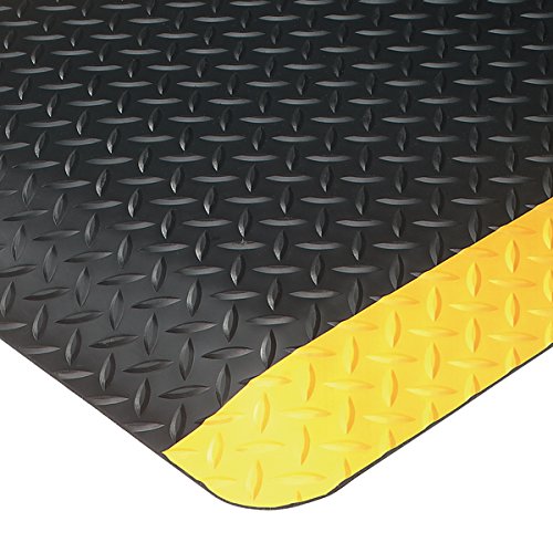 Ultra-Soft Diamond Plate Yellow Safety Border Anti-Fatigue Floor Mat 4' x 10' x 9/16