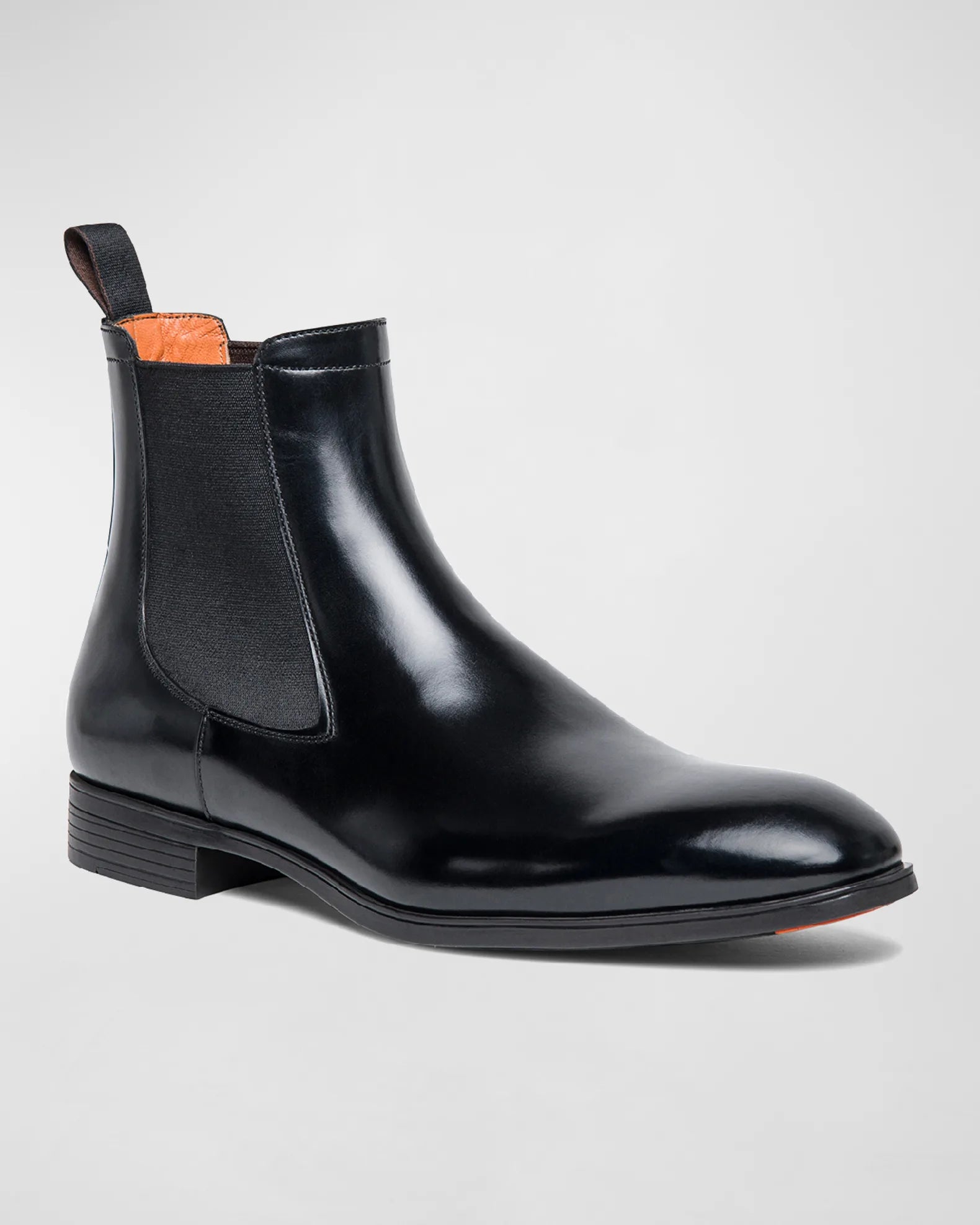 Santon Men's Black Leather Chelsea Boots - Comfortable Slip-On Ankle Boots for Casual & Dress Wear | Perfect for Office, Travel & Everyday Use