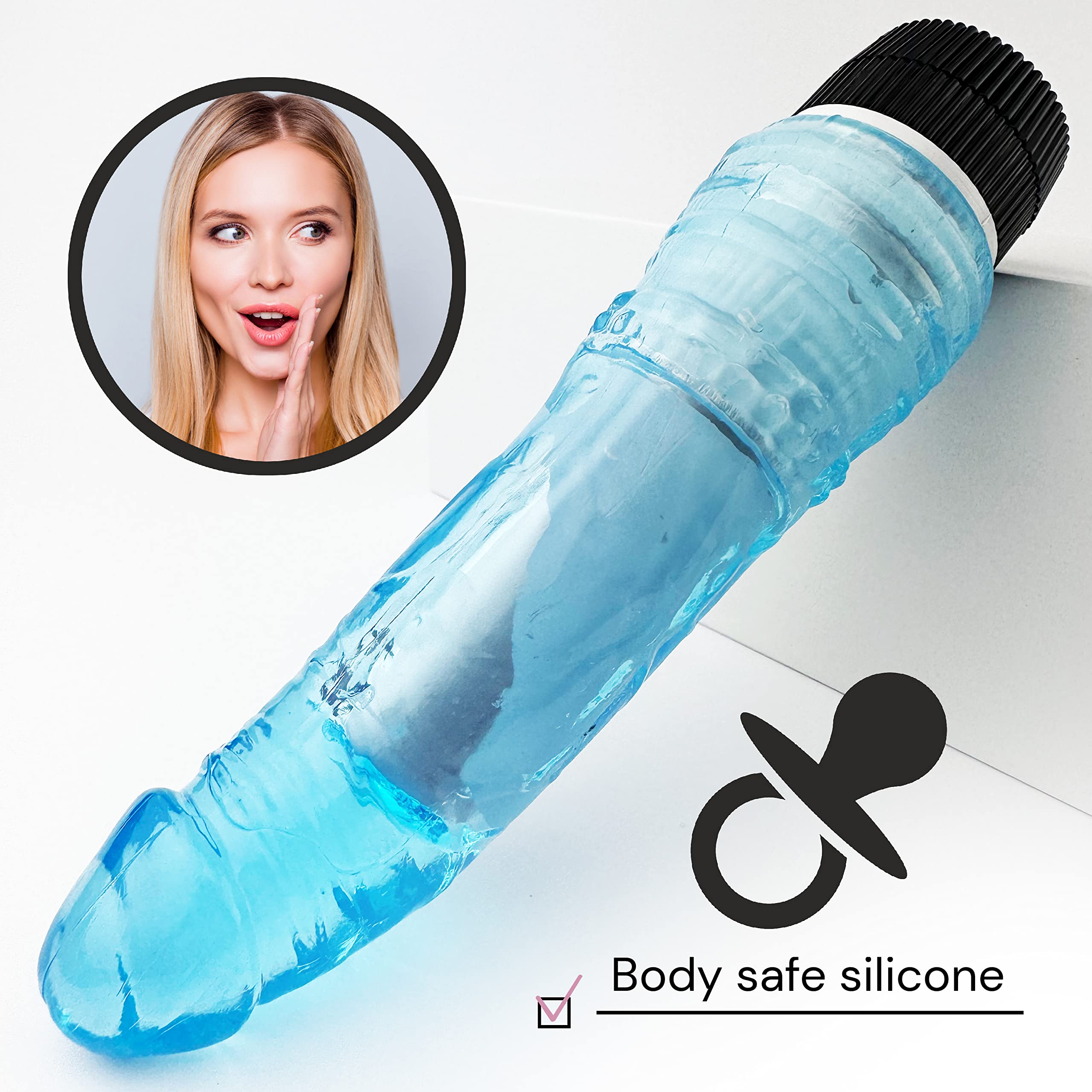 Waterproof ABS Realistic Vibrator for Women - 7.5 Inch Blue Dildo with 1.4-1.7 Inch Diameter - Powerful G-Spot & Clitoral Stimulation Adult Toy for Solo Play, Couples Intimacy & Sensual Massage