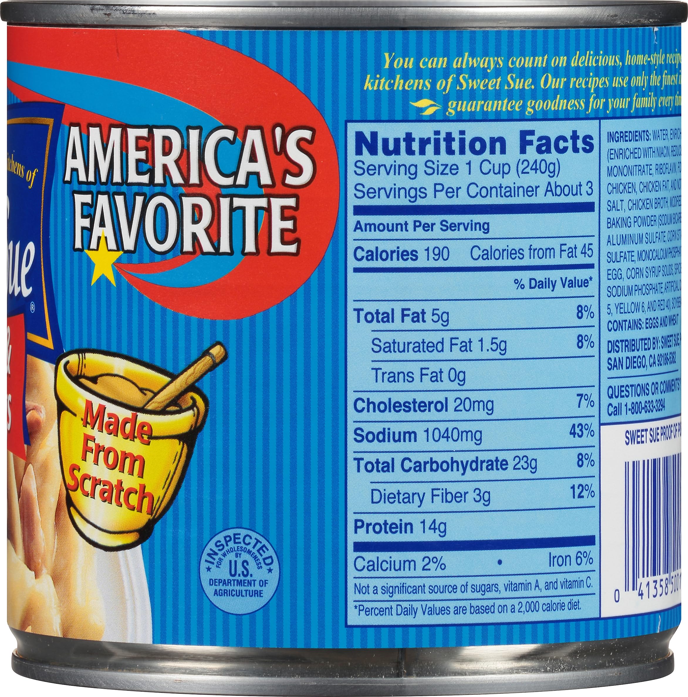 Sweet Sue Chicken & Dumplings, 24 oz Can (Pack of 12) - High Protein Soup (14g per Serving) - Homemade Style, Ready-to-Eat Comfort Food - Perfect for Quick Lunches, Camping & Emergency Meals