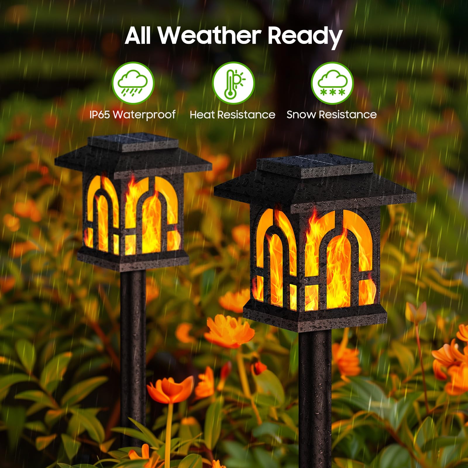Solar Torch Lights 8 Pack - Waterproof Outdoor Flame Lights for Garden, Patio, Halloween & Christmas Decor