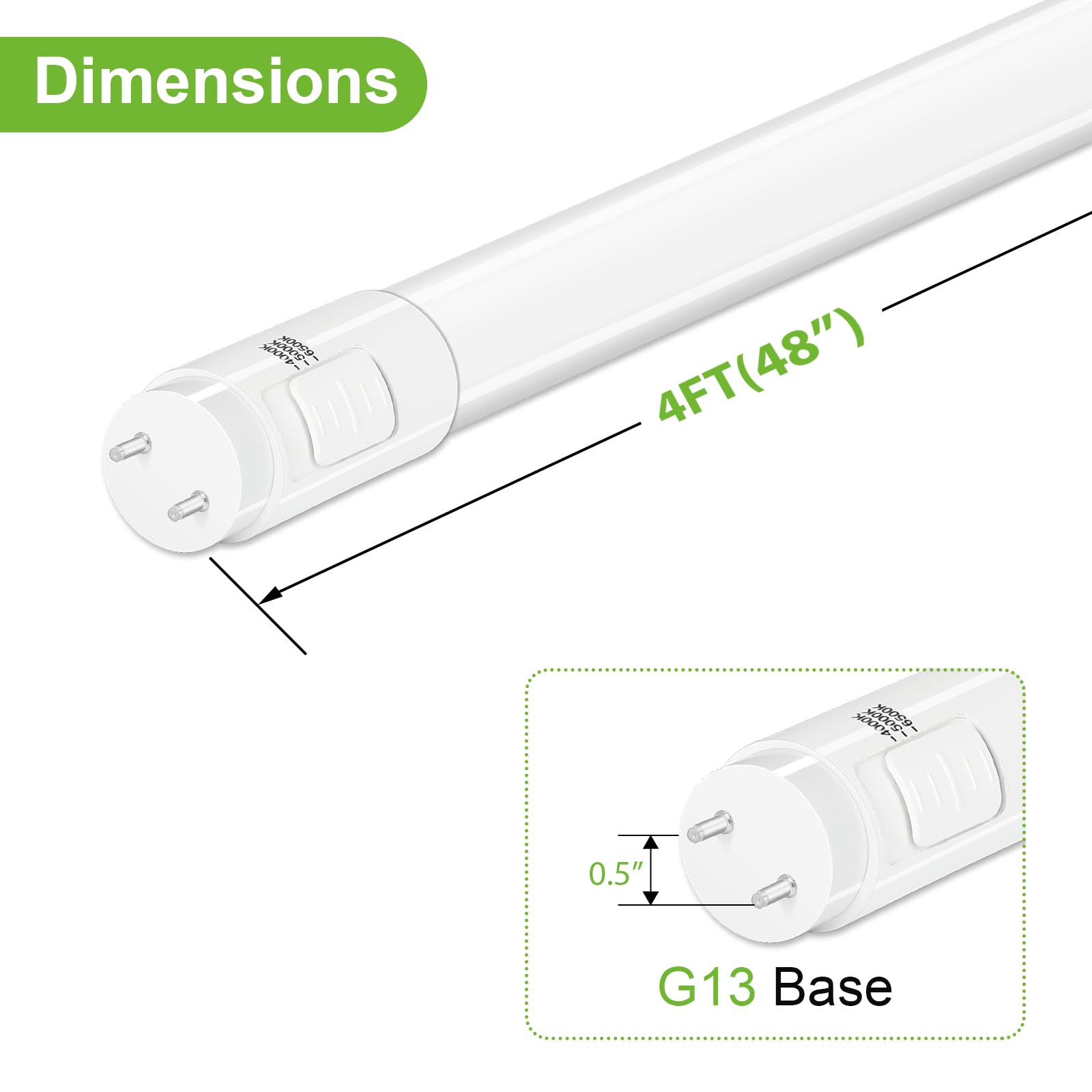 20 Pack 3CCT 4FT LED T8 Hybrid Type A+B Light Tubes - 18W, 4000K/5000K/6500K Selectable - Plug & Play or Ballast Bypass - Single/Double End Powered - 2300lm Frosted Cover - T8 T10 T12 Compatible - 120-277V UL FCC Certified - Perfect for Offices, Warehouses & Retail Lighting