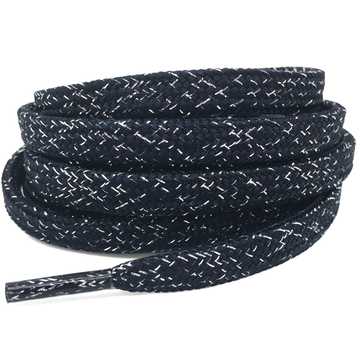 DELELE Premium Thick Flat Shoelaces - Gold & Silver Silk Woven Shoe Laces (2 Pairs) for Dress Shoes, Loafers & Formal Footwear - Durable & Stylish Replacement Laces