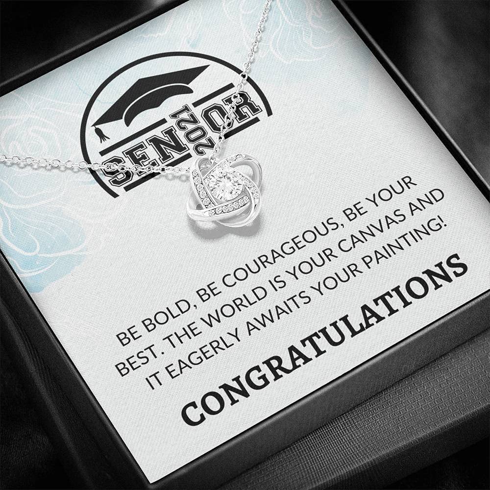 Tek Weh Graduation Gift Necklace - Elegant Love Knot Jewelry for Her, Class of 2021 Senior Graduation Present - Perfect for Ceremonies, Parties & Celebrating Academic Achievements