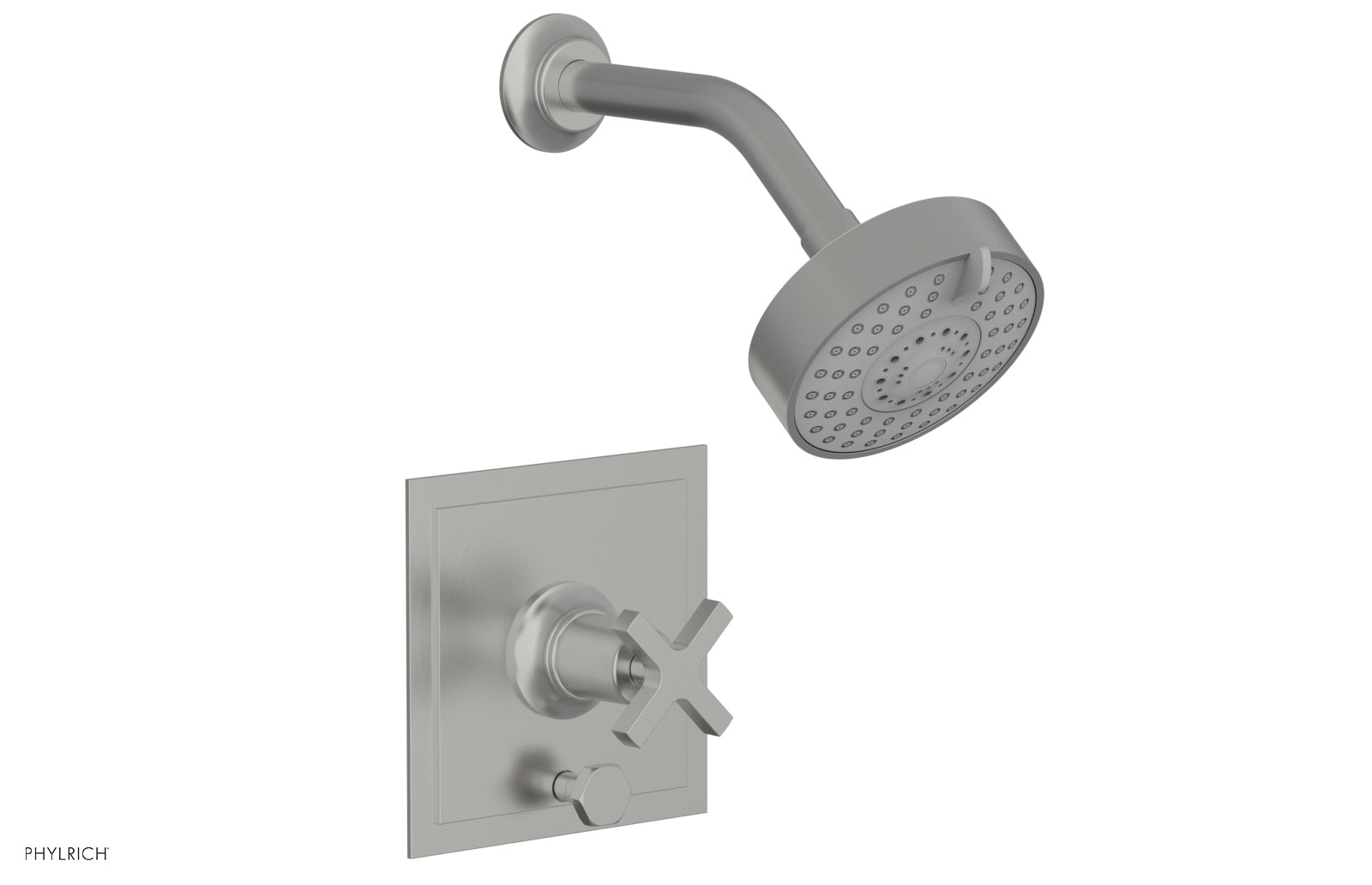 HEX MODERN Pressure Balance Shower and Diverter Set with Cross Handle - Chrome Finish (No Spout) for Bathroom Remodel & Spa-Like Shower Experience