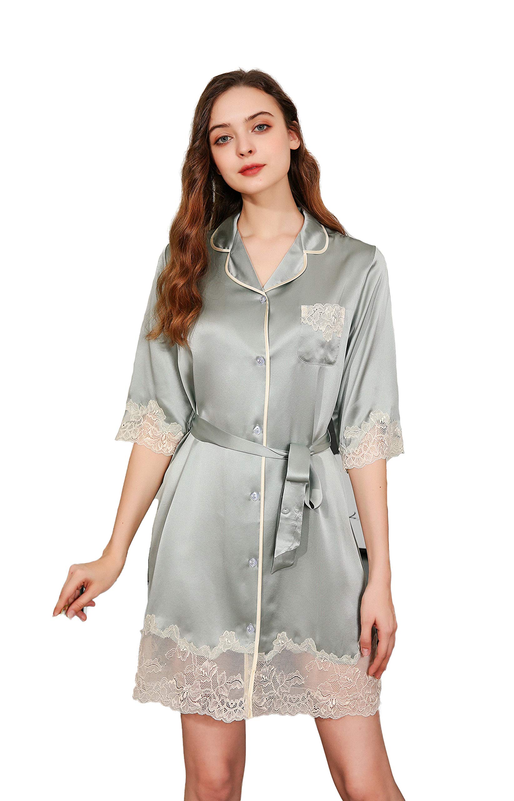 Silk Nightgown for Women - Long Sleeve Elegant Sleepwear Pajama Set - Perfect for Comfortable Sleep, Lounge Wear & Romantic Nights