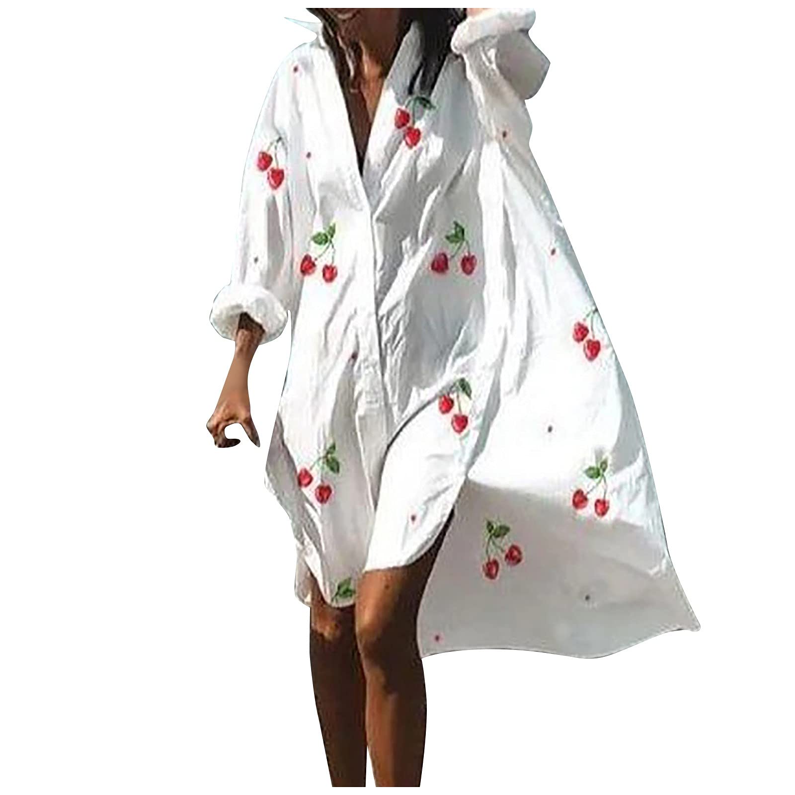 Eaktool Women's Floral Print Long Sleeve Button Down Cardigan Shirt Dress - Casual Loose Fit Mini Blazer Dress for Work, Office & Spring Outfits