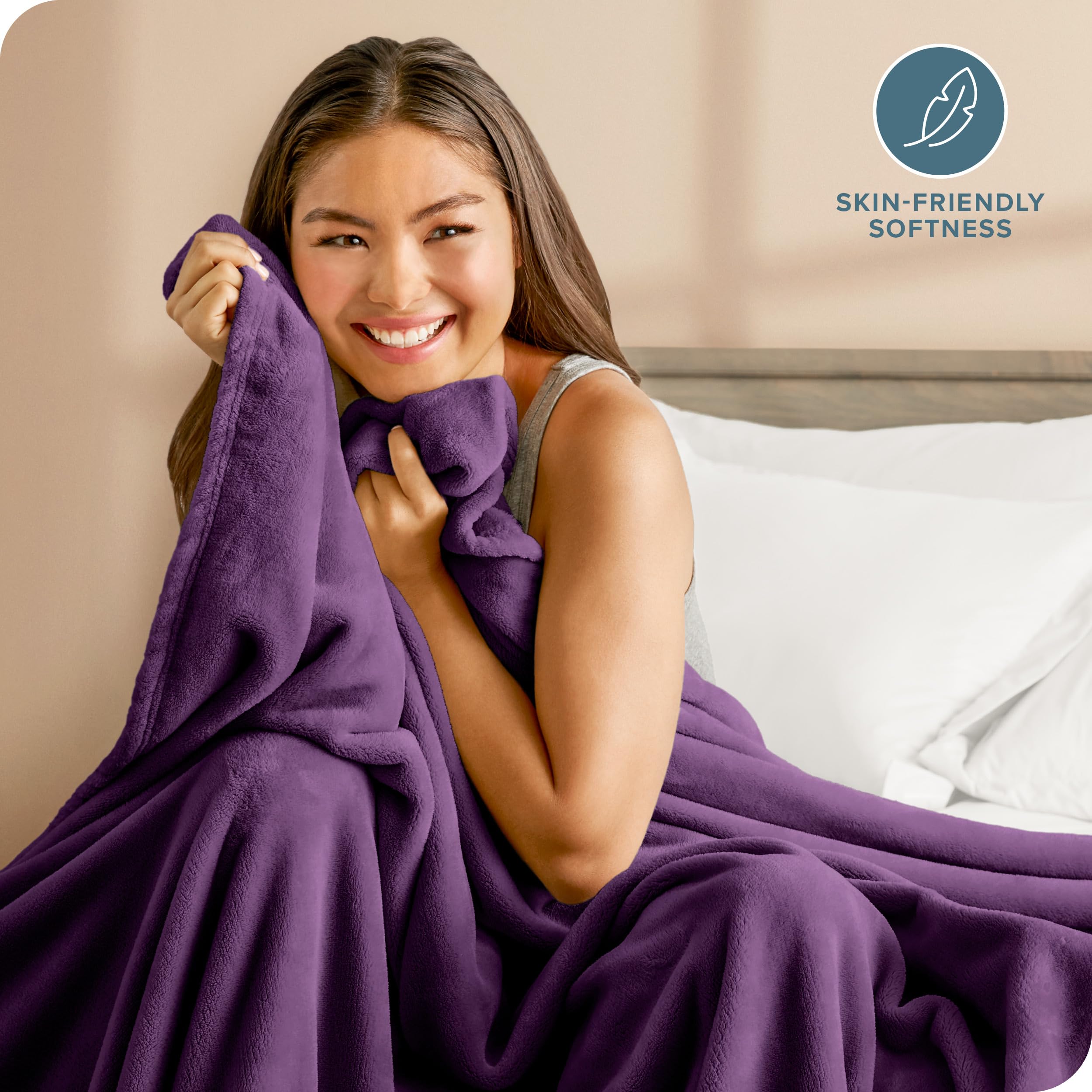 Bare Home Ultra Soft Microplush Fleece Blanket - King Size Plum - Lightweight Warm Throw for Bed, Sofa & Couch - Perfect for Movie Nights, Camping, Travel & Home Decor (King, Plum)