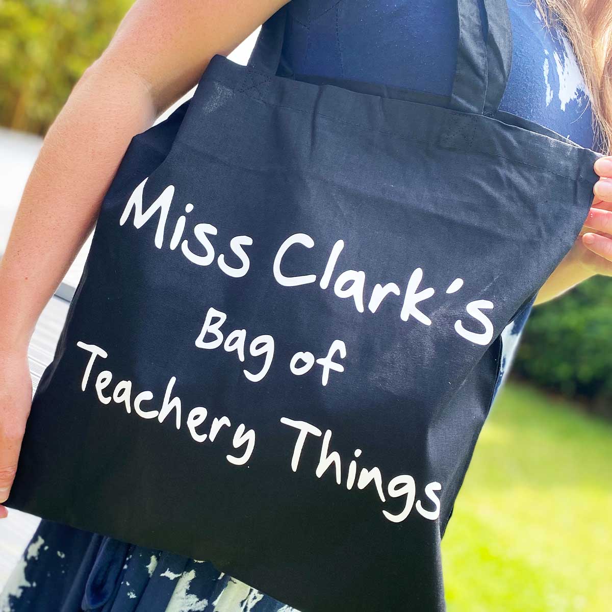 Stylish Black and Grey Teacher Tote Bag - Durable & Spacious for School, Work, or Everyday Use
