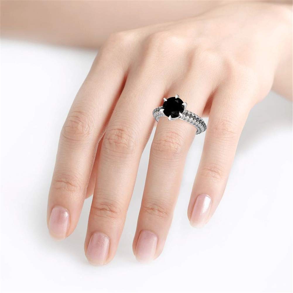 1.5 Carat Black Diamond Engagement Ring for Women - 925 Sterling Silver Round Cut Cubic Zirconia Eternity Band - Anniversary, Promise & Romantic Jewelry Gift (Perfect for Weddings, Proposals & Special Occasions)