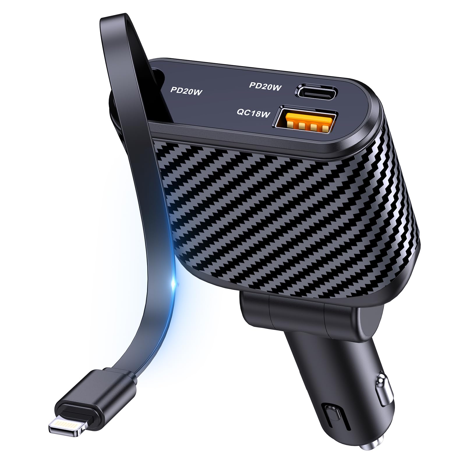 OHLPRO 58W Retractable Car Charger - Super Fast Dual USB Car Phone Charger Adapter with 35.4