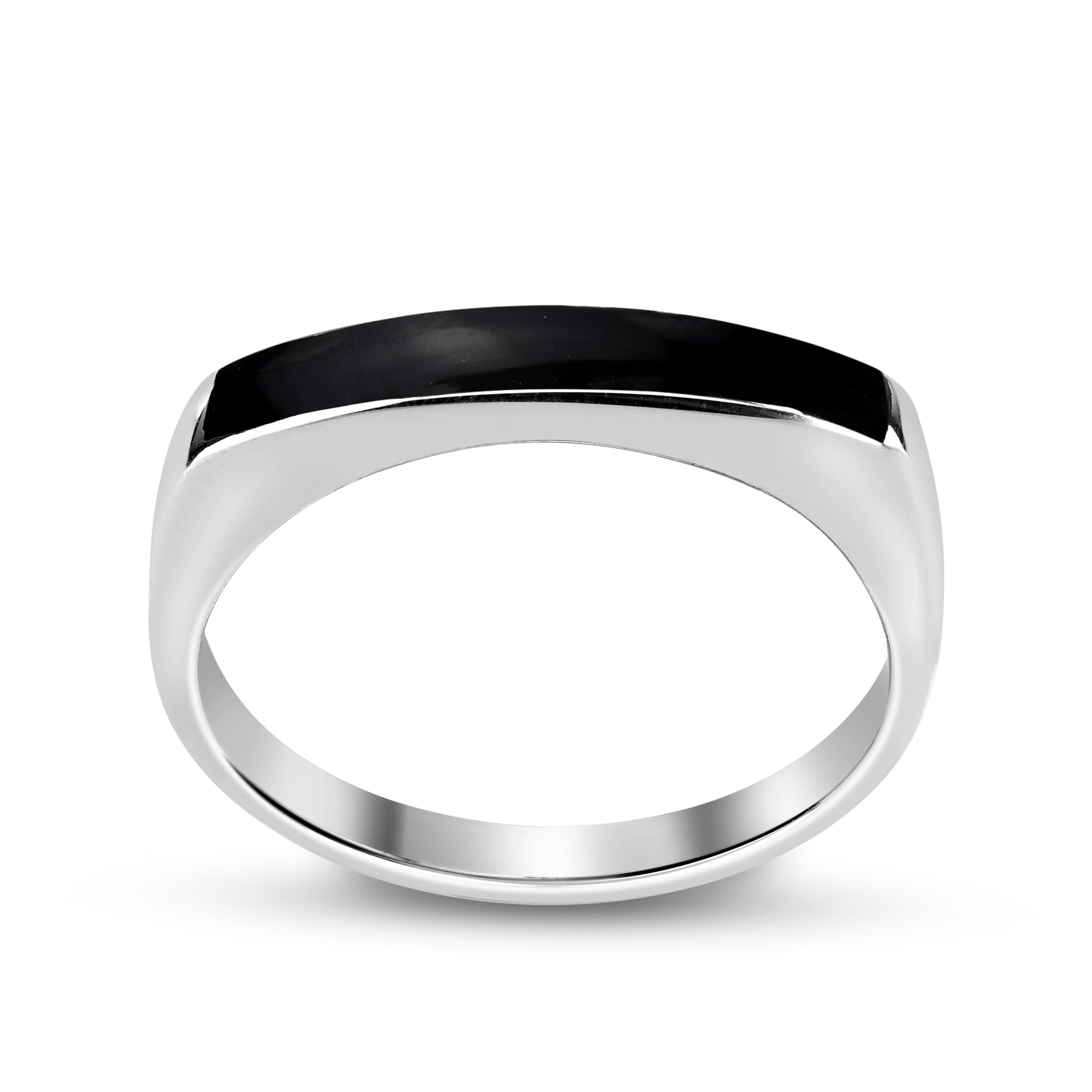 AeraVida .925 Sterling Silver Ring with Simulated Black Onyx Inlay - Elegant Rectangular Bar Design for Women | Comfort Fit Casual Jewelry | Perfect Gift for Daughter, Wife, Mother | Available in Multiple Sizes | Ideal for Everyday Wear, Office & Special Occasions