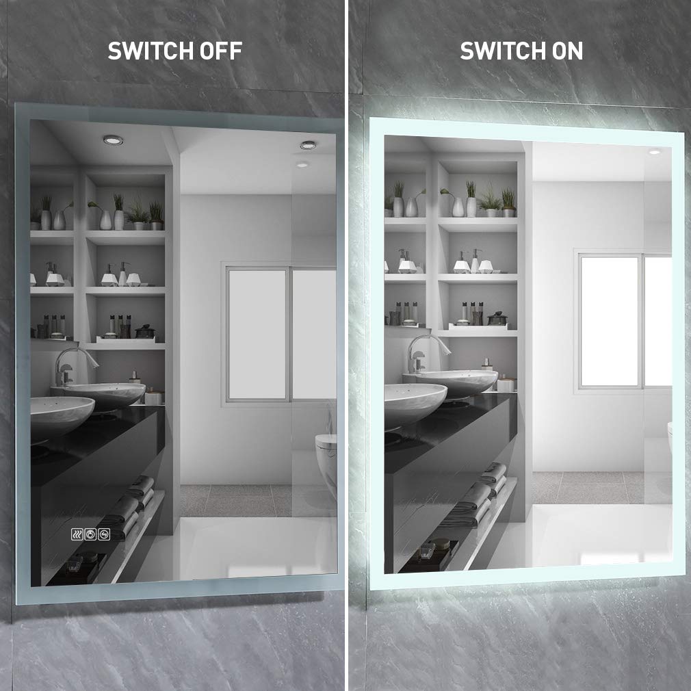 Wall-Mounted LED Bathroom Mirror with Anti-Fog & Smart Touch Control - Adjustable Brightness, Horizontal/Vertical Mount for Vanity Makeup & Shaving - Perfect for Modern Bathrooms, Dressing Rooms & Home Decor