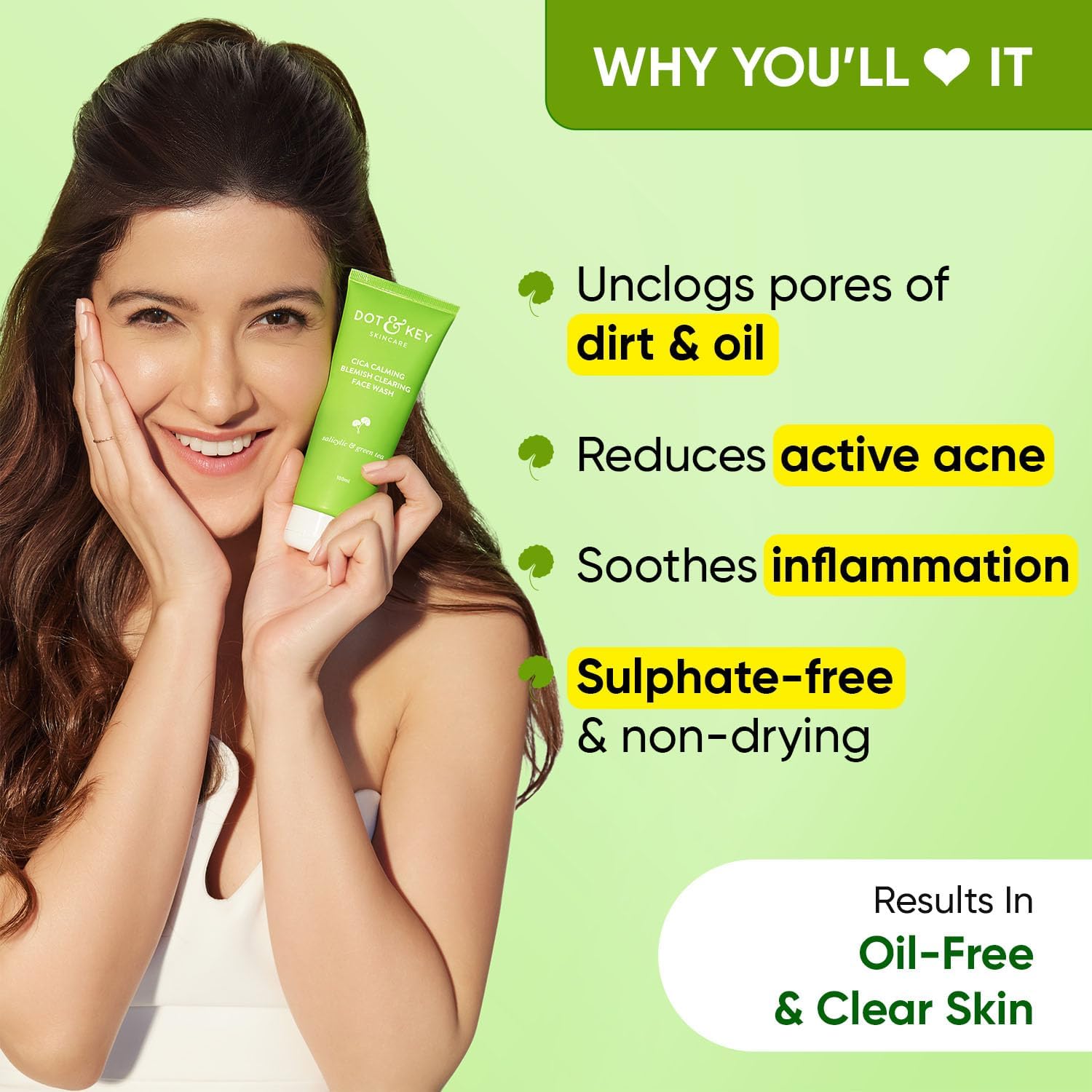2% Salicylic Acid Acne Face Wash with Green Tea & Zinc - Oil Control Cleanser for Oily, Sensitive Skin | Sulfate-Free Formula for Men & Women | 100ml | Perfect for Daily Skincare Routine & Preventing Breakouts