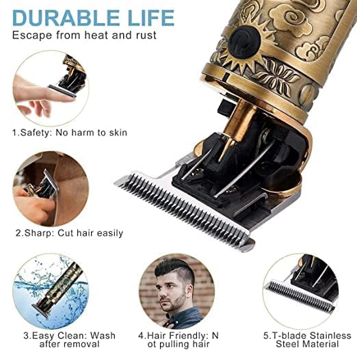 Professional Golden Buddha Style Hair Clipper - Adjustable Blade Trimmer & Shaver for Men | Retro Oil Head Close Cut Precision Machine | Perfect for Home Grooming, Barber Shops & Travel
