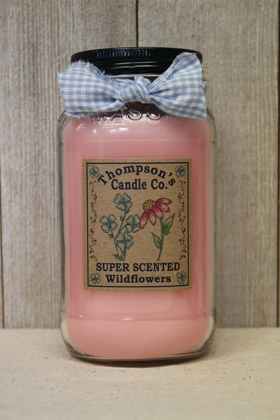 Thompson's Super Scented Wildflowers Jar Candle - 20oz Large Mason Jar Candle with 85-Hour Burn Time | Home Decor, Romantic Gift & Aromatherapy for Living Room, Bedroom, Bathroom