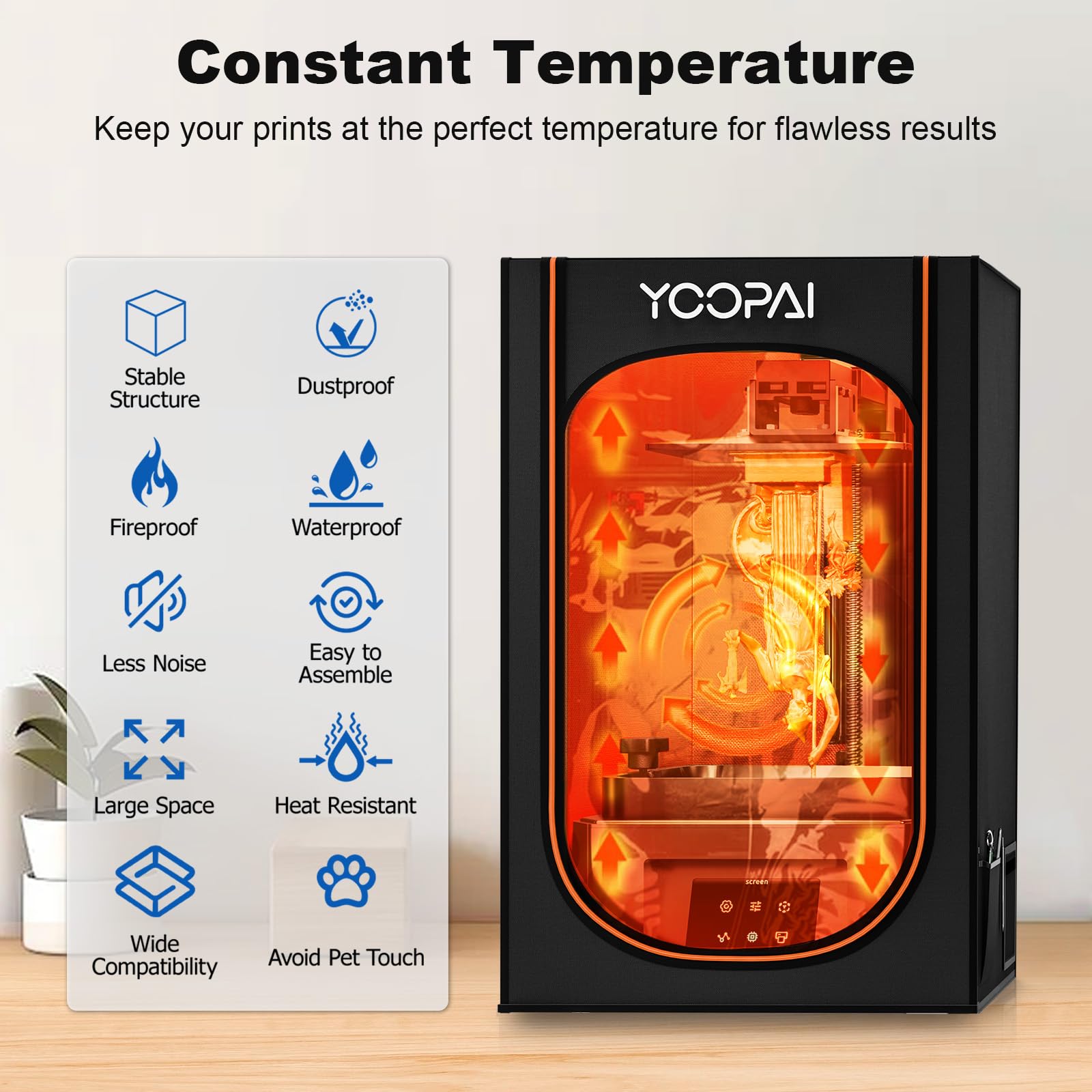 Vented 3D Printer Enclosure Tent Cover - Dustproof & Noise Isolating with Ventilation System for Resin 3D Printers | Eliminates Odors & Protects from Dust | Compatible with Creality, Anycubic, Elegoo LCD UV Resin 3D Printers | Perfect for Home Studios, Workshops & Office Use