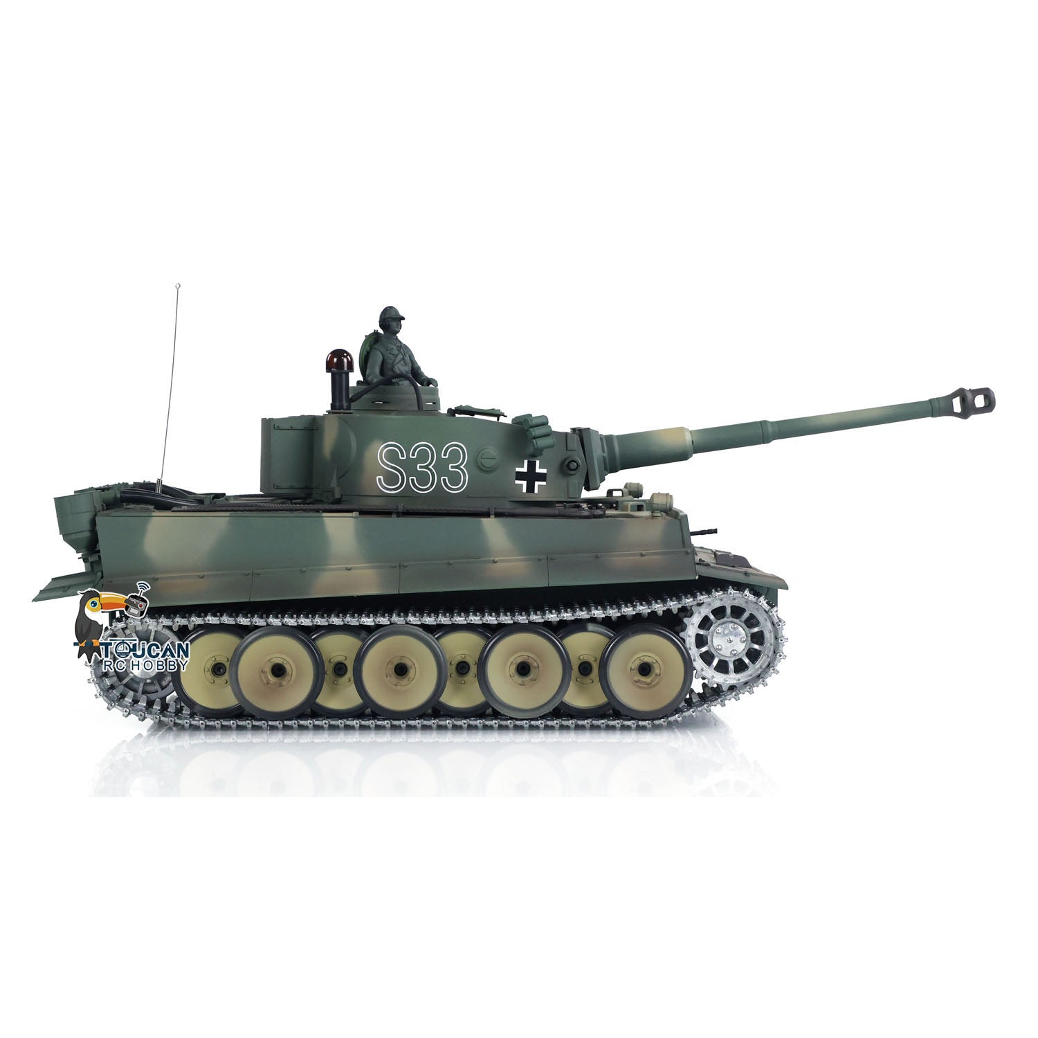 1:16 Henglong 7.0 German Tiger I RTR RC Tank with Metal Tracks, BB Shooting, Infrared Battle & Smoke Effects - 340° Rotating Turret - Perfect for Military Enthusiasts, Collectors and RC Tank Battles