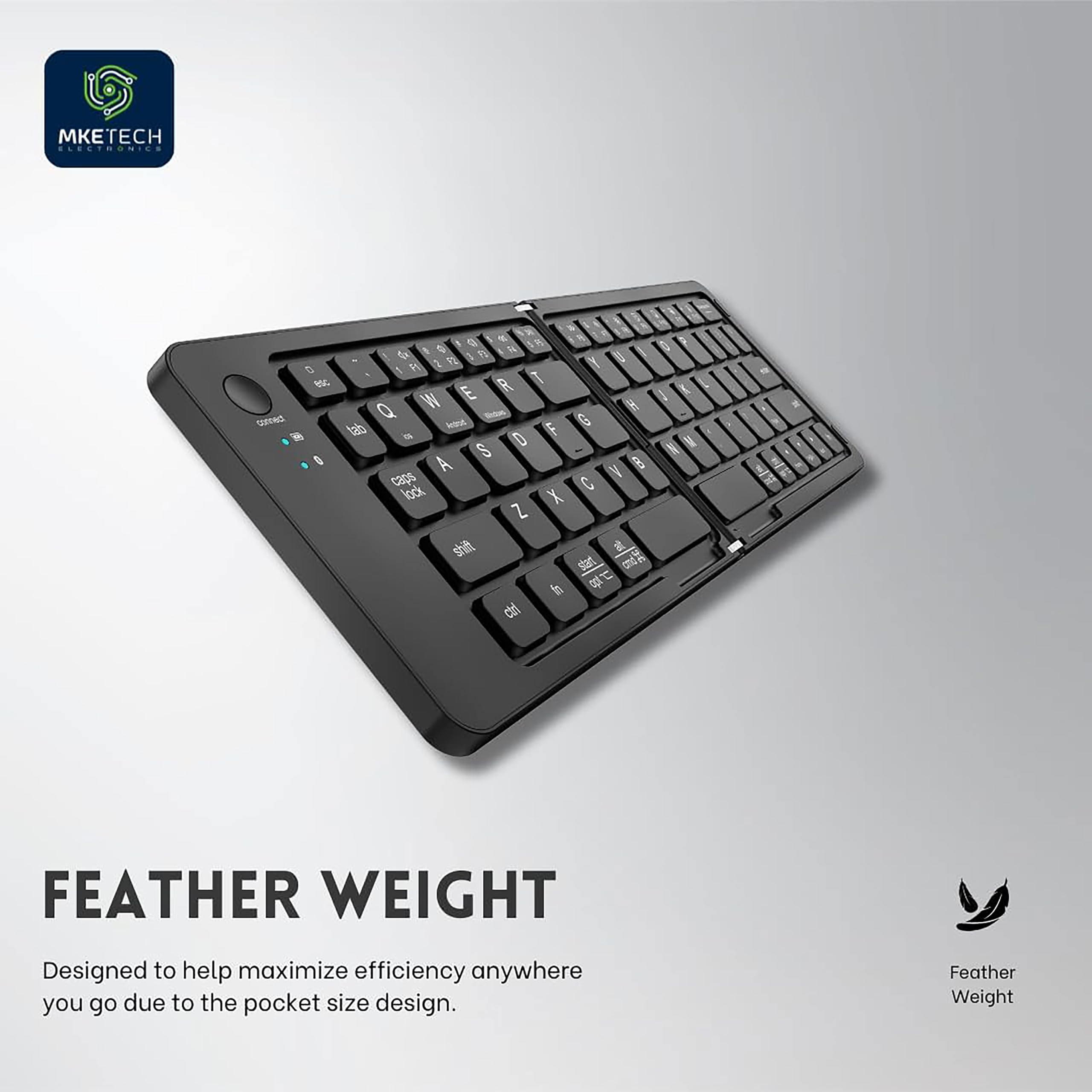 Foldable Wireless Bluetooth Keyboard - Ultra Slim Lightweight Rechargeable Travel Keyboard for iPhone, iPad, Smartphone & Tablet | Portable Folding Design for Home, Office & On-the-Go Use