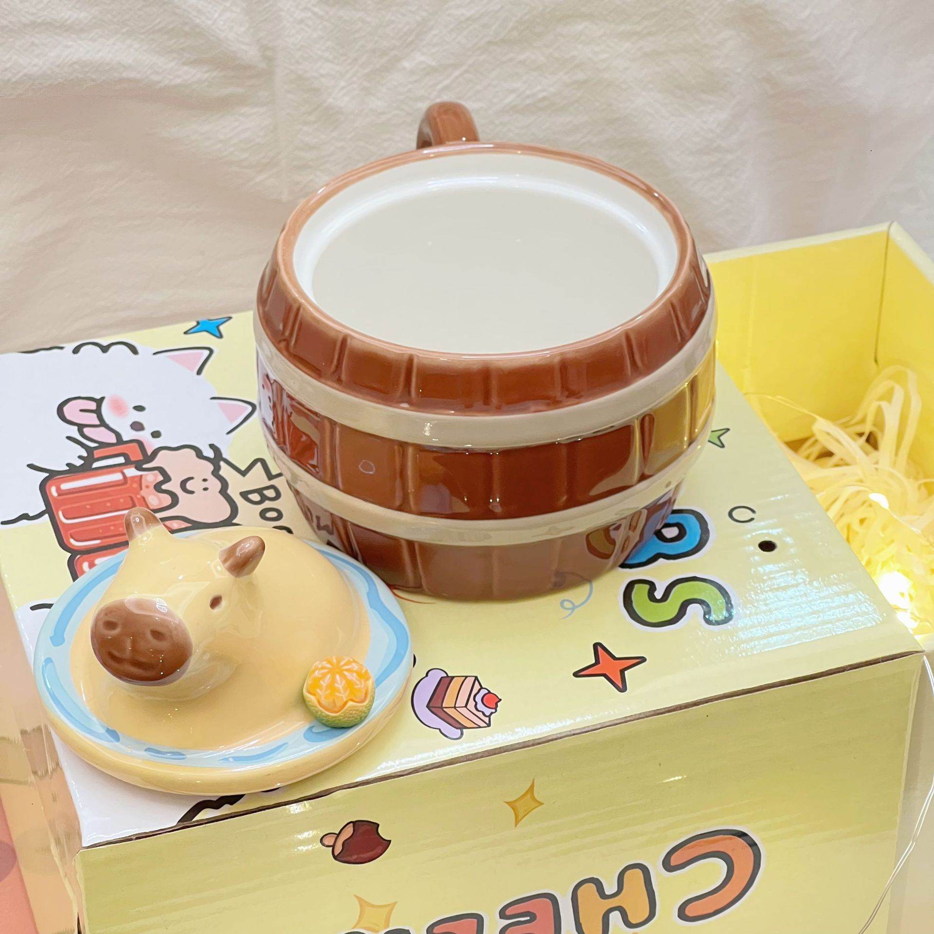 Adorable Capybara Coffee Mug - Kawaii Ceramic Cup for Tea & Hot Drinks - Perfect Gift for Animal Lovers & Anime Fans