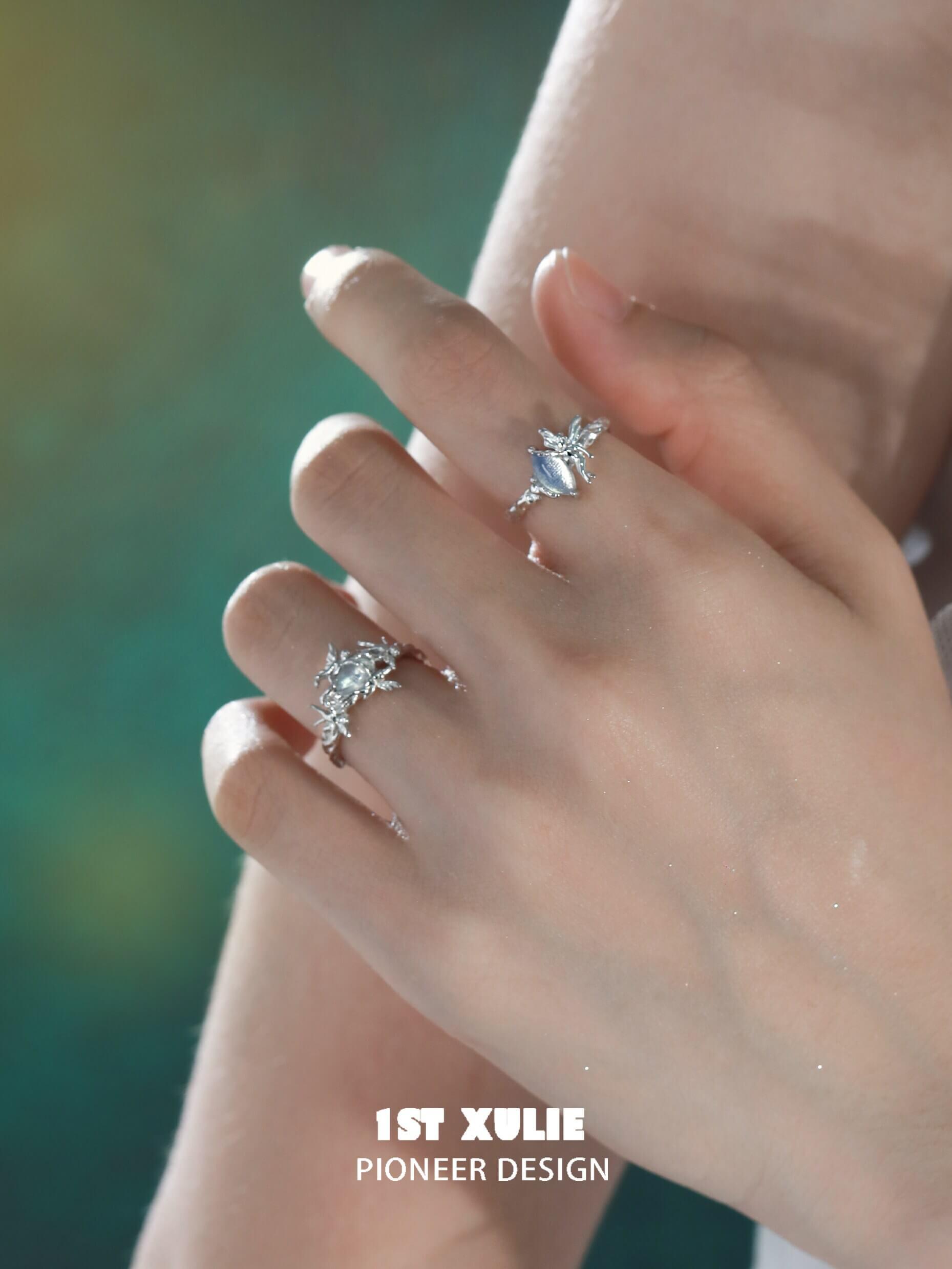 Blue Sky S925 Sterling Silver Opal Genie Rings for Women - Elegant Bohemian Jewelry Gift for Birthday, Anniversary & Special Occasions