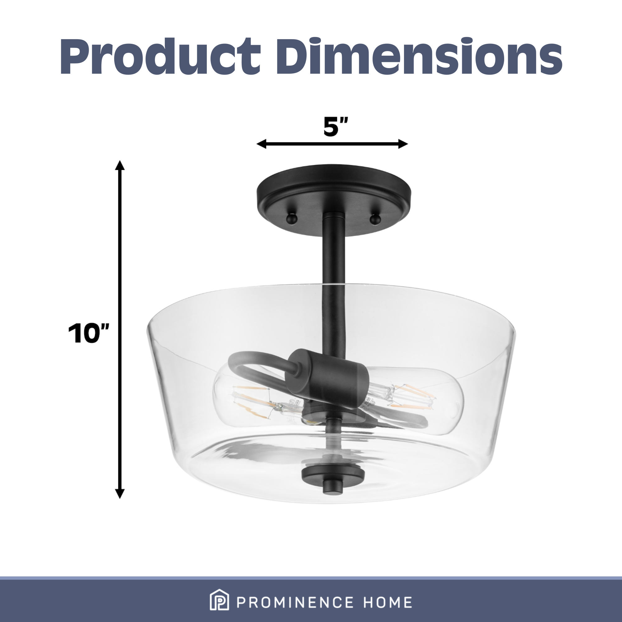 Viktora Semi Flushmount Ceiling Light Fixture - Espresso Brown Finish - Modern Lighting for Bedroom, Hallway, or Entryway