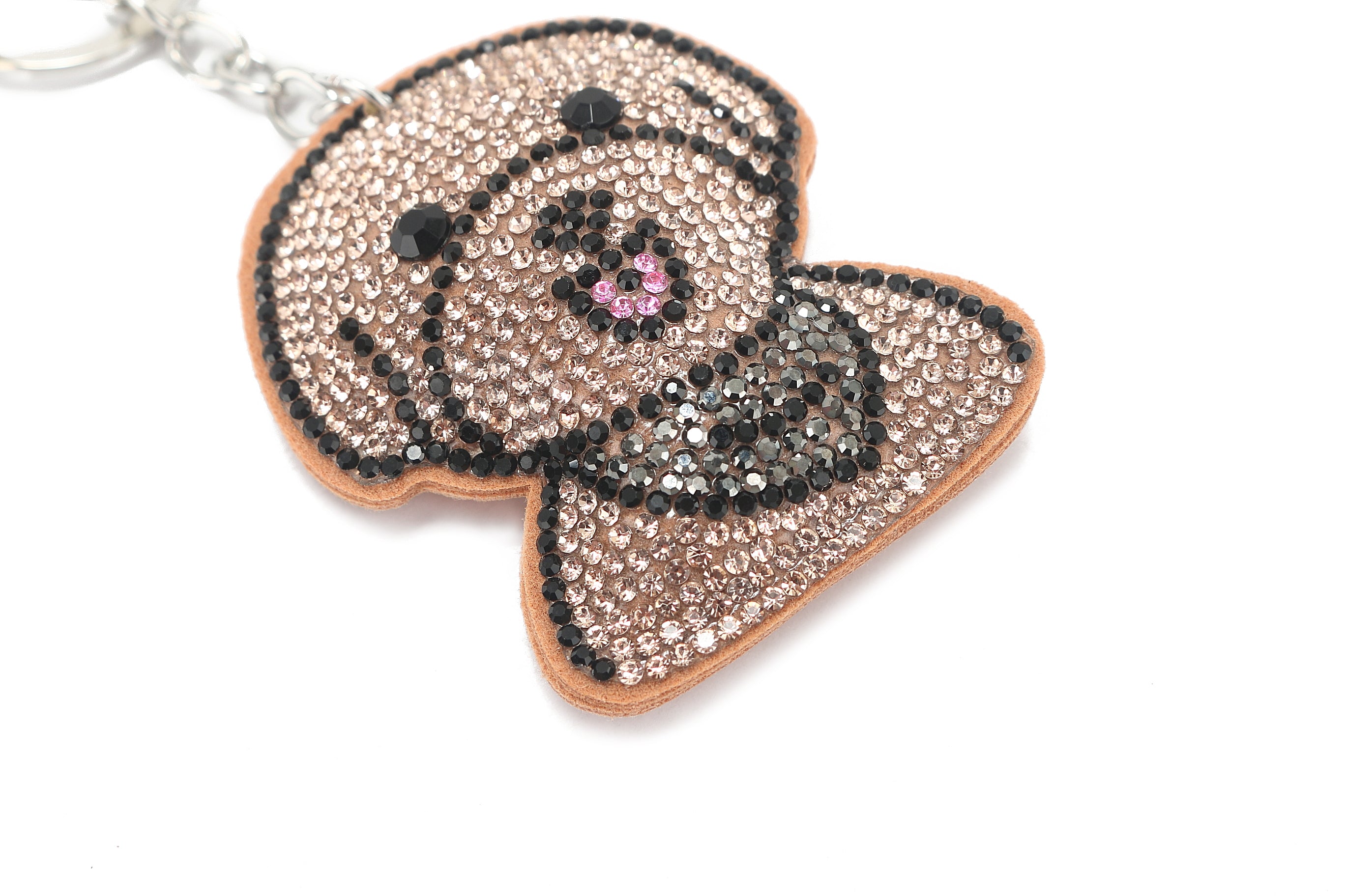 Crystal Dog Bag Charm - Elegant Brown Accessory for Handbags, Backpacks & Keychains | Perfect Gift for Pet Lovers