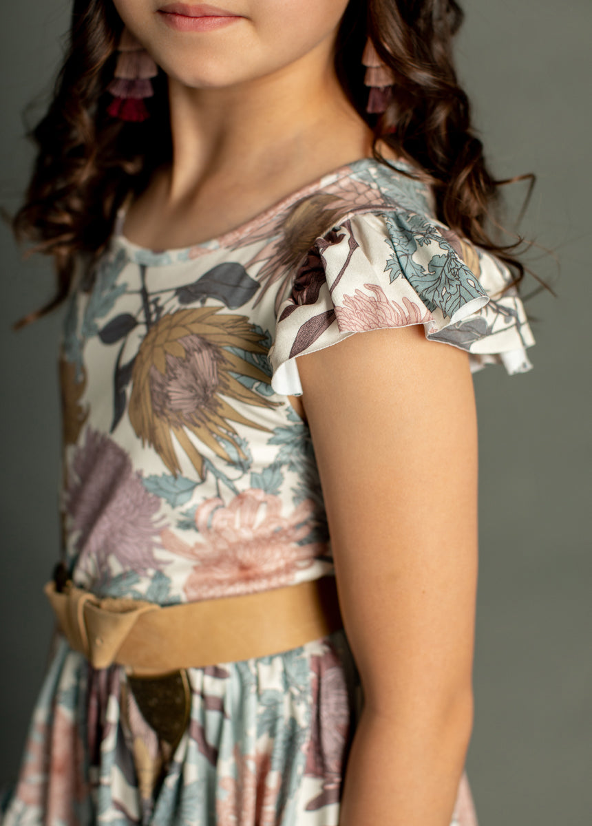 Twilla Floral Print Dress in Ecru - Elegant Summer Dress for Women, Perfect for Weddings, Parties & Beach Vacations