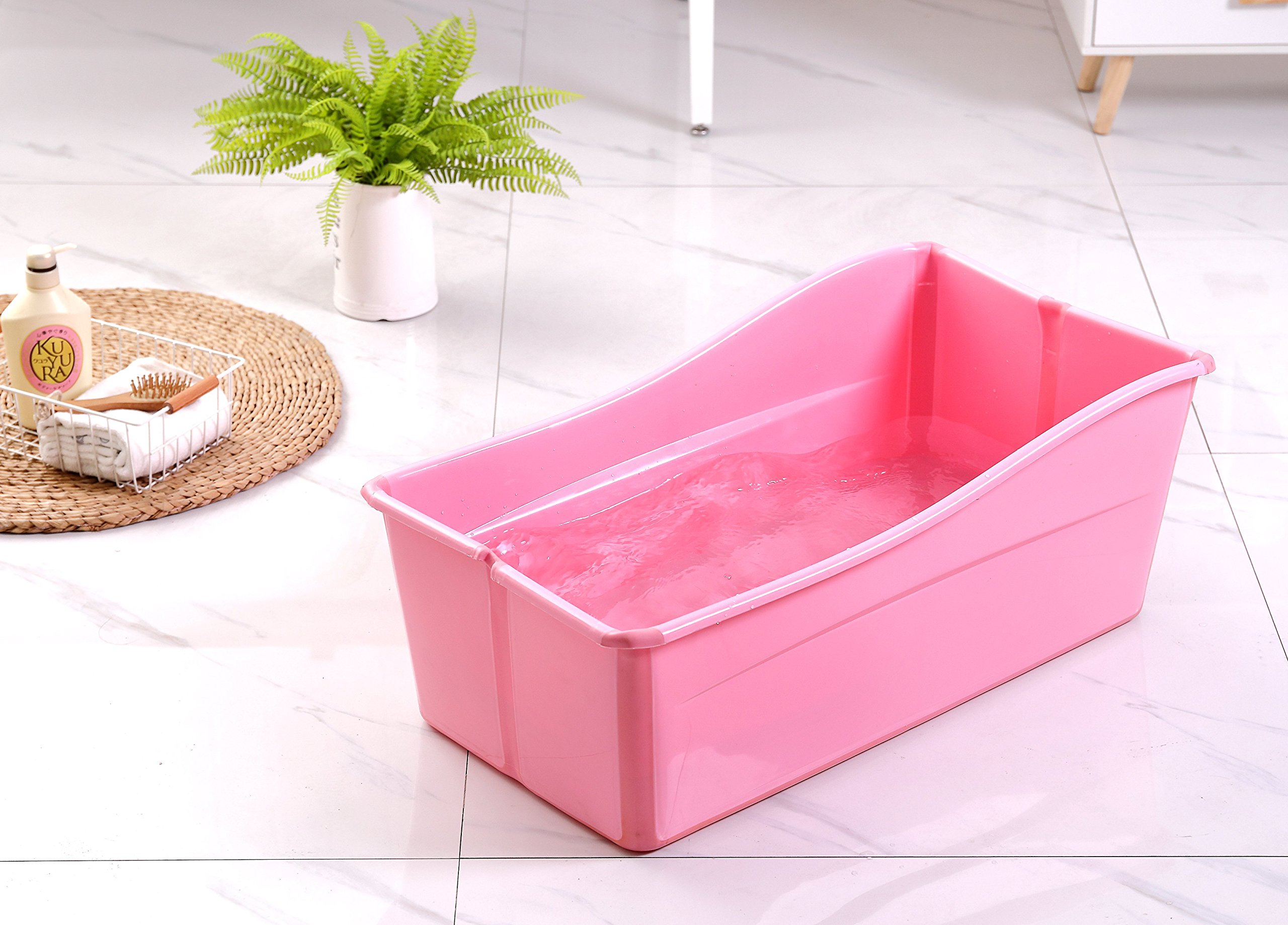 Portable Baby Bathtub for Newborns & Infants - Foldable, Lightweight & Safe (Pink) - Perfect for Travel, Home Use & Outdoor Bathing