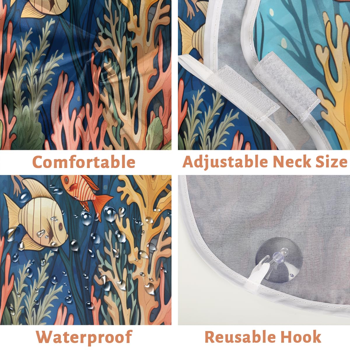Men's Corals Fish Pattern Shaving Bib - Waterproof Beard & Hair Dye Apron for Barbers, Stylists & DIY Grooming - Sink Hair Catcher & Gift for Beard Trimming, Lineup & Makeup Application