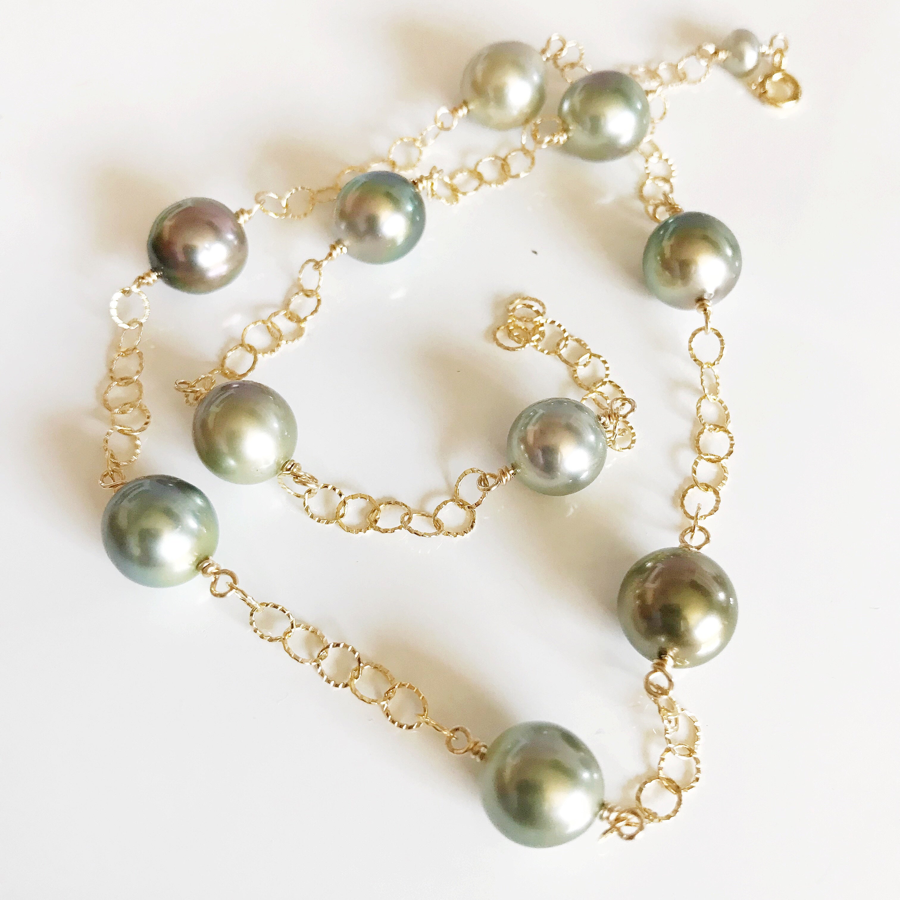 LEILANI Natural Pistachio Tahitian Pearl Necklace (N272) - Elegant Jewelry for Women, Perfect for Weddings, Parties & Special Occasions