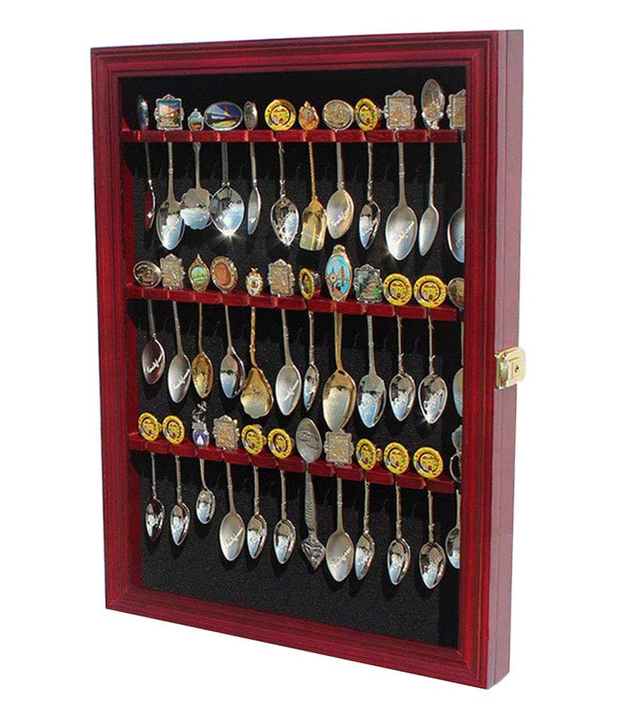 Antique Tea Spoon & Souvenir Spoon Display Case with Real Glass Door - Perfect for Collectors, Museums, and Home Decor