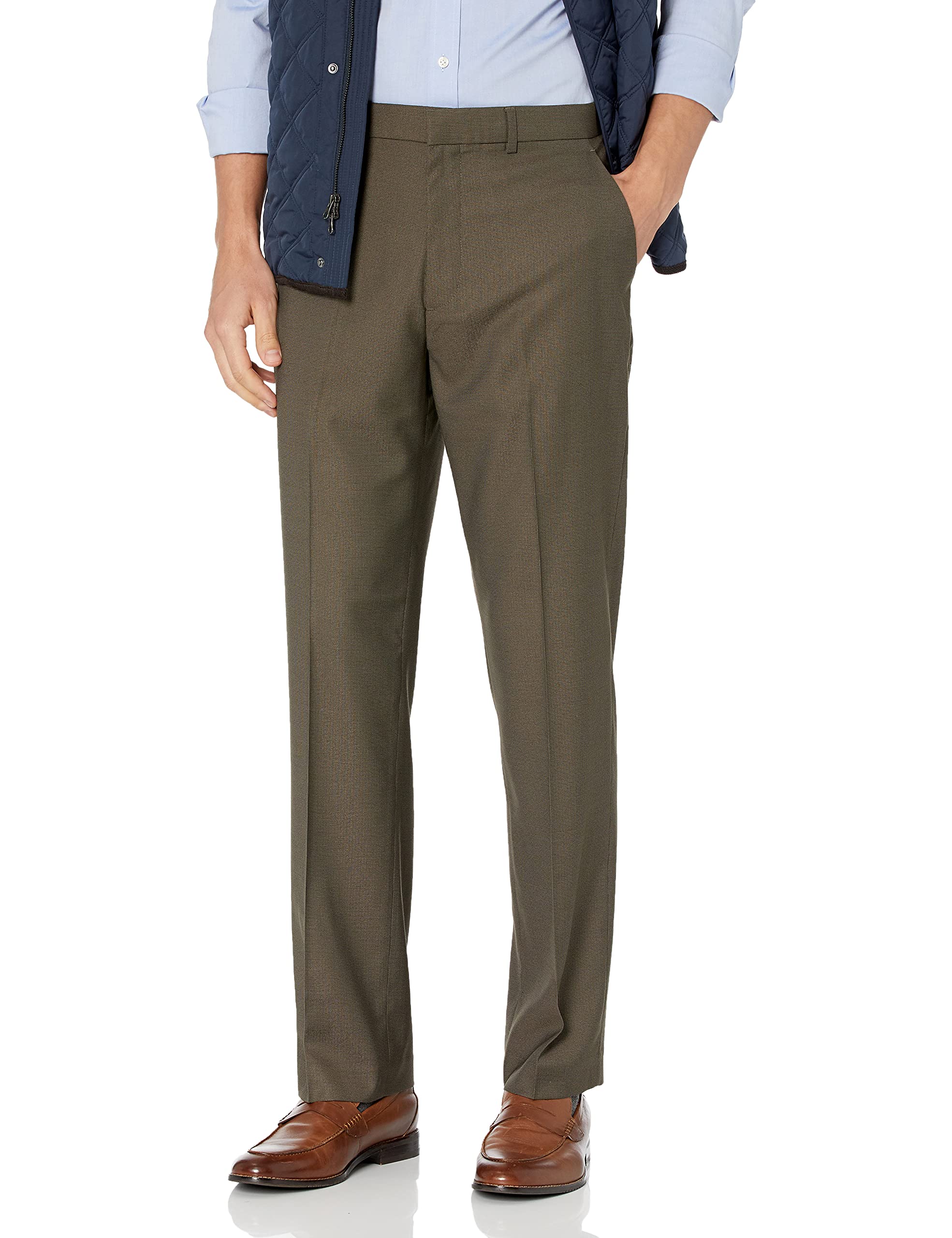 Perry Ellis Men's Classic Fit Stretch Nails Head Pant - Comfortable Office & Casual Dress Pants for Business, Travel & Everyday Wear