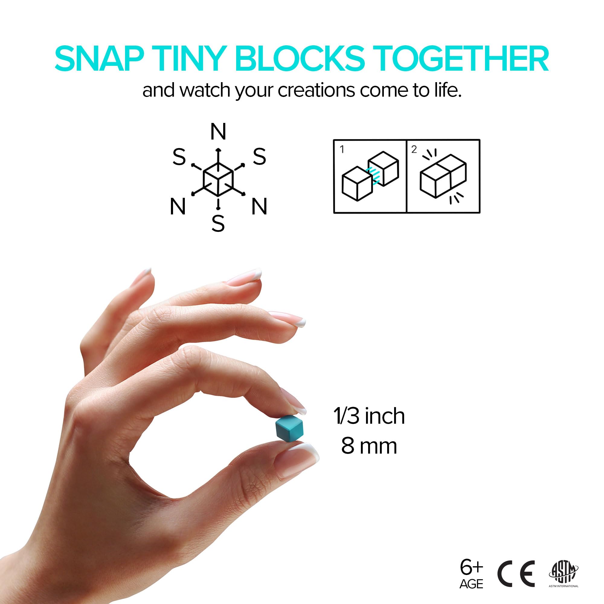 PIXIO PIXOPLASMA Magnetic Building Blocks - 60pcs Pixel Art Style STEM Toys with Free App, 5/16