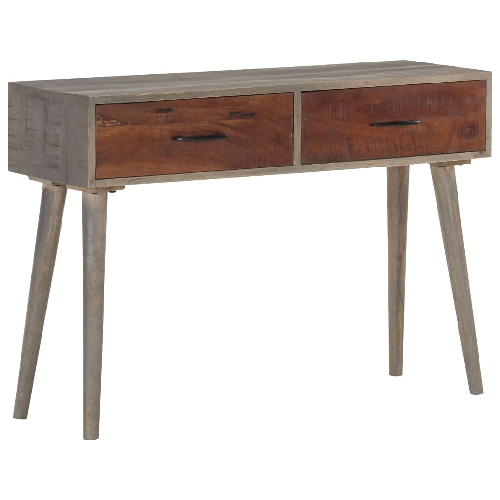 Vintage Mid-Century Modern Console Table - Distressed Mango Wood Sofa Table with 2 Drawers & Round Tapered Legs - Entryway Table for Small Spaces - Perfect for Living Room, Hallway or Bedroom Decor