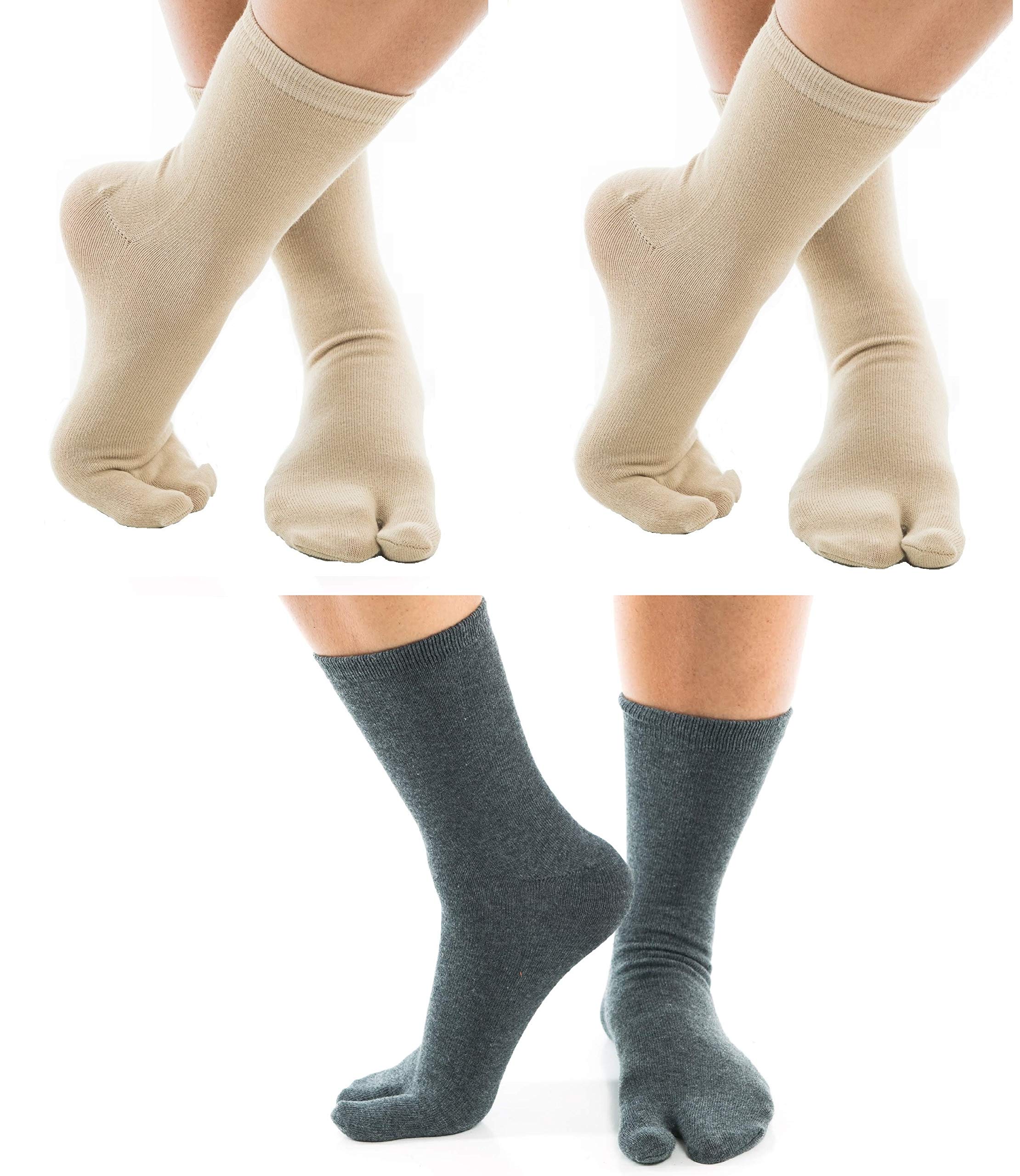 Premium V-Toe Split Toe Flip-Flop Socks for Men & Women - Japanese Tabi Style Cotton Blend Socks - Comfortable for Yoga, Home Wear, and Outdoor Activities