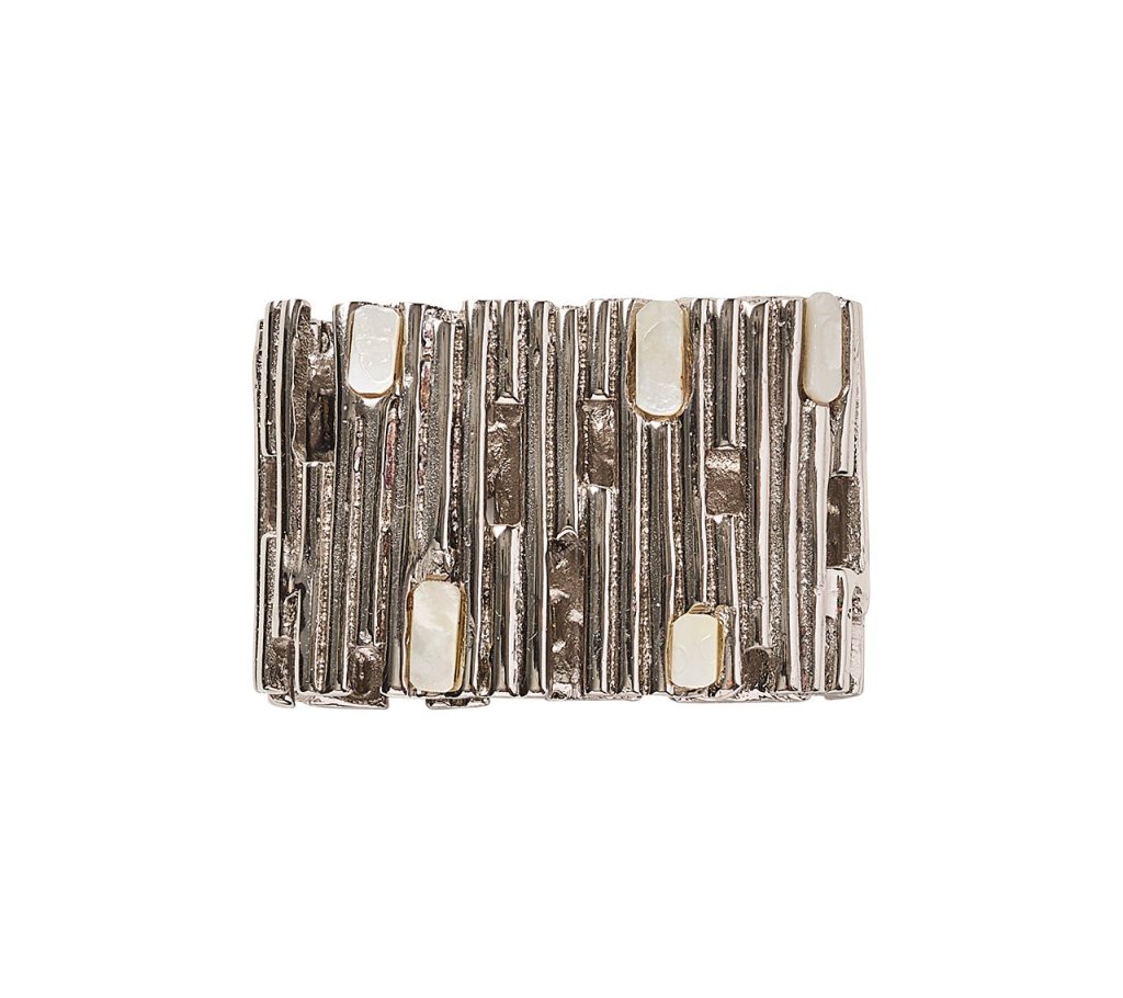 Elegant Matrix Napkin Rings Set of 4 - Stainless Steel Dinnerware Accessories for Wedding, Holiday & Formal Table Settings