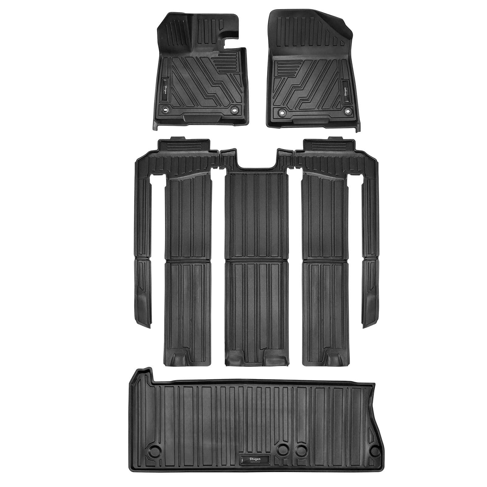All-Weather Car Floor Mats & Cargo Liner for Toyota Sienna 2021-2025 (7-Seater with Spare Tire) - 3rd Row & Trunk Protection - Durable Black Rubber Mats - Perfect for Family Road Trips, Daily Commutes & Outdoor Adventures