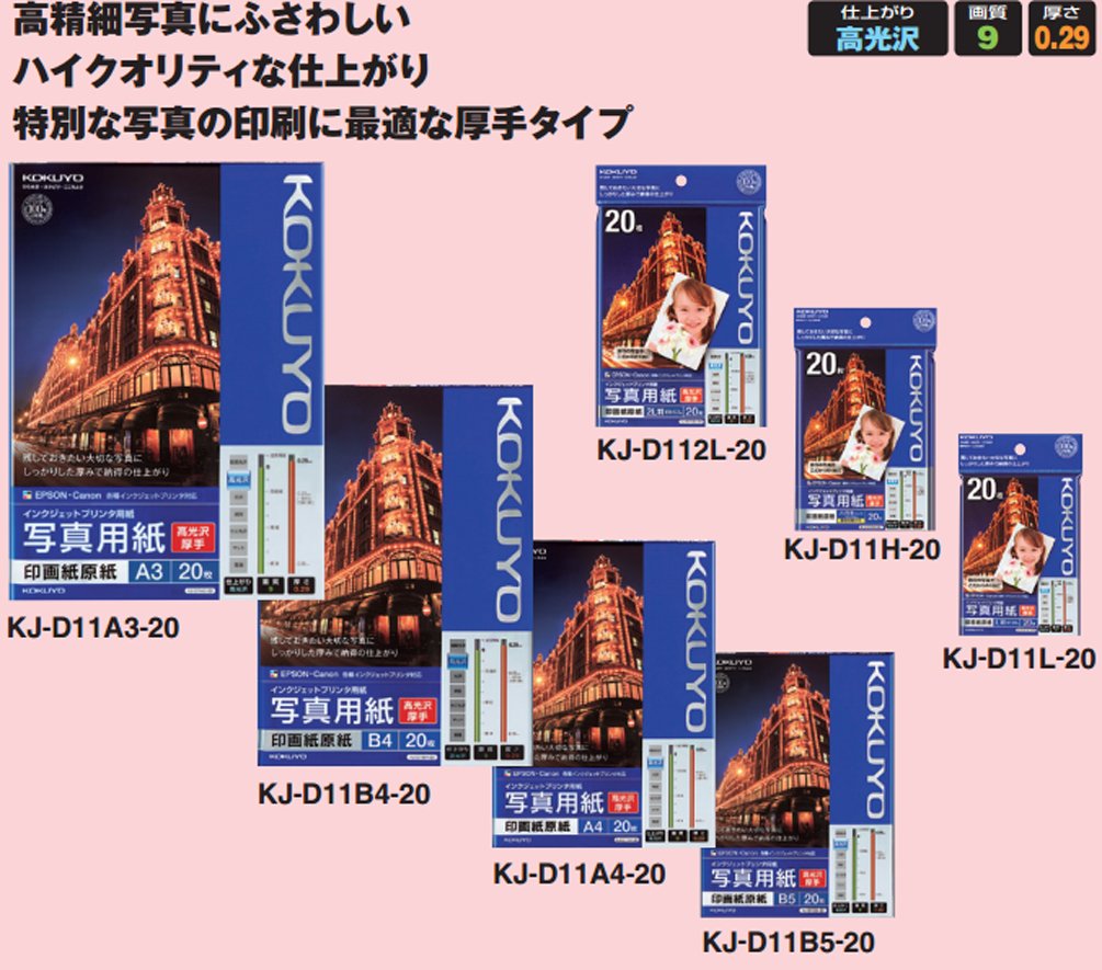 20-Pack Kokuyo IJ Premium High Gloss Photo Paper - Thick Postcard Paper for Inkjet Printers (Japan Import) - Perfect for Scrapbooking, Photo Albums & DIY Greeting Cards