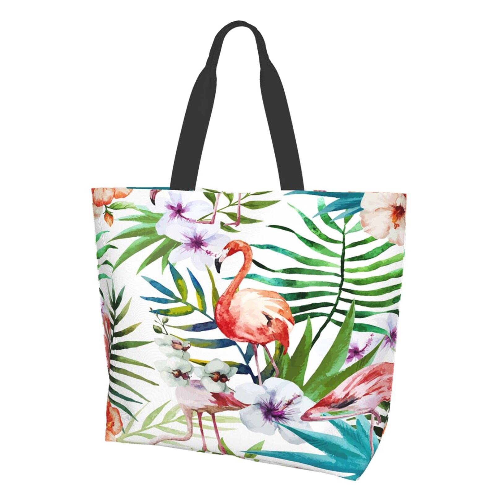 B TREE Tai Chi Graphic Blue and Red Flames Canvas Tote Bag for Women - Large Casual Shoulder Handbag for Shopping, Grocery & Beach - Eco-Friendly Reusable Shopping Bag